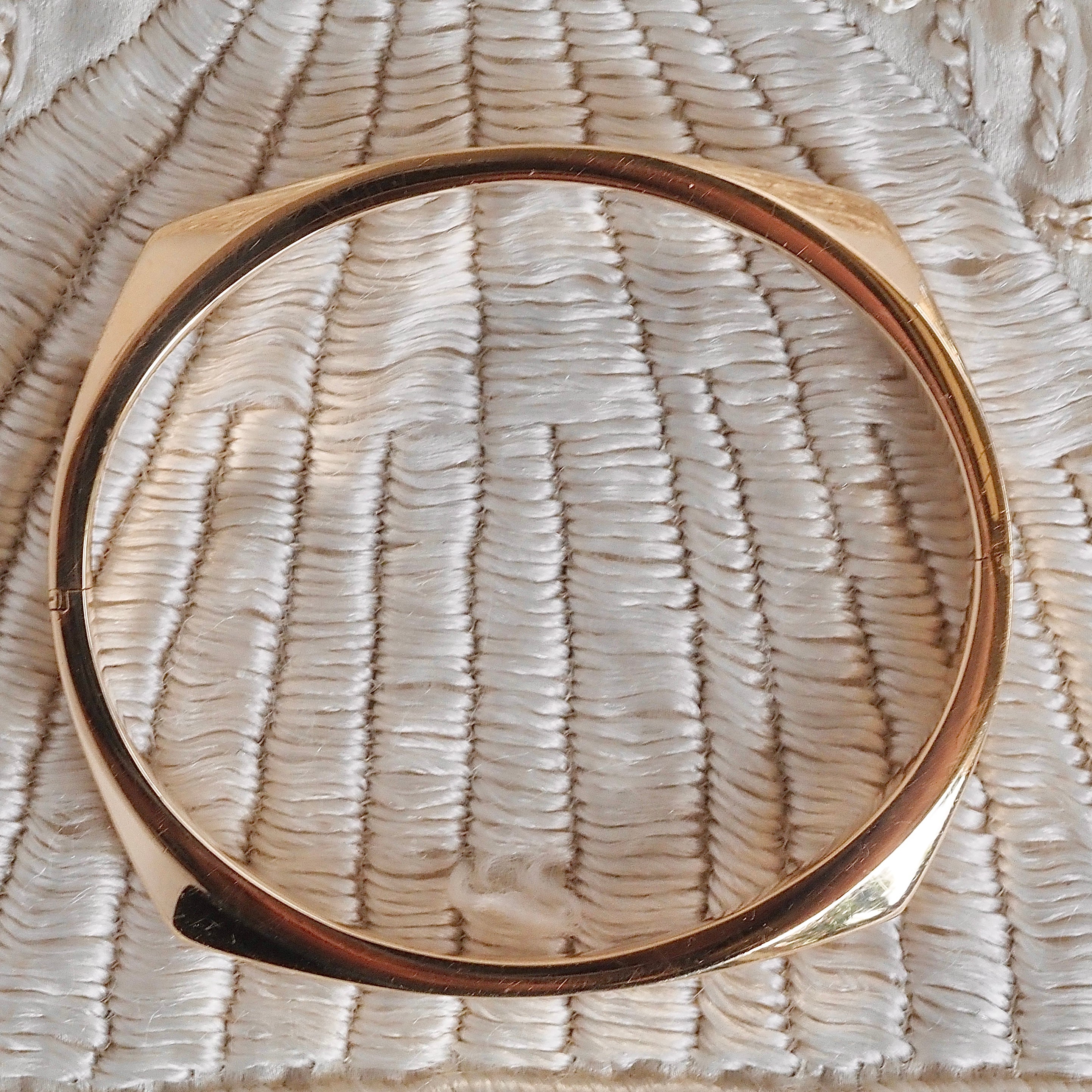 Vintage Danish 14k Gold Beveled Hinged Bracelet