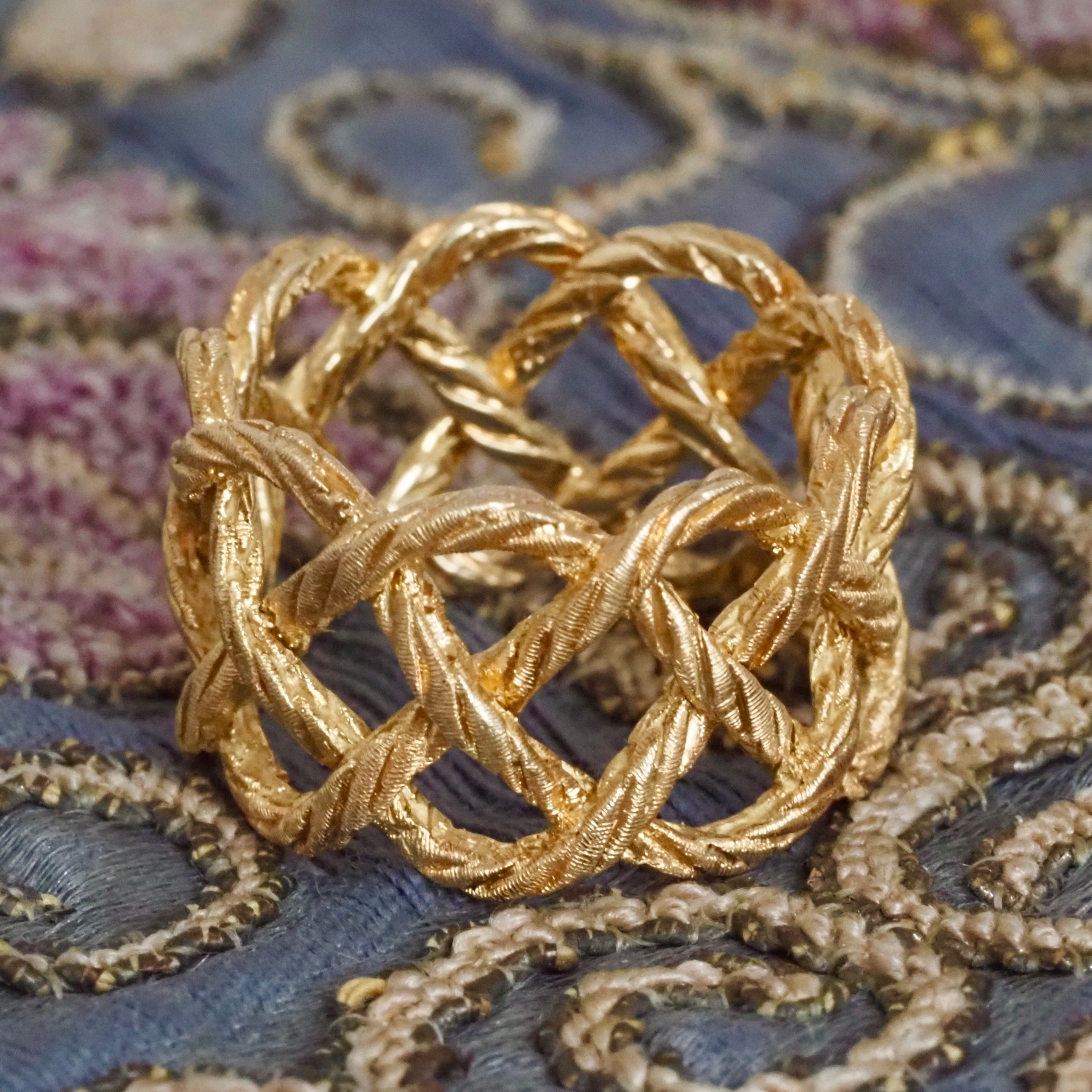 Woven Lattice Rope 18k Gold Ring