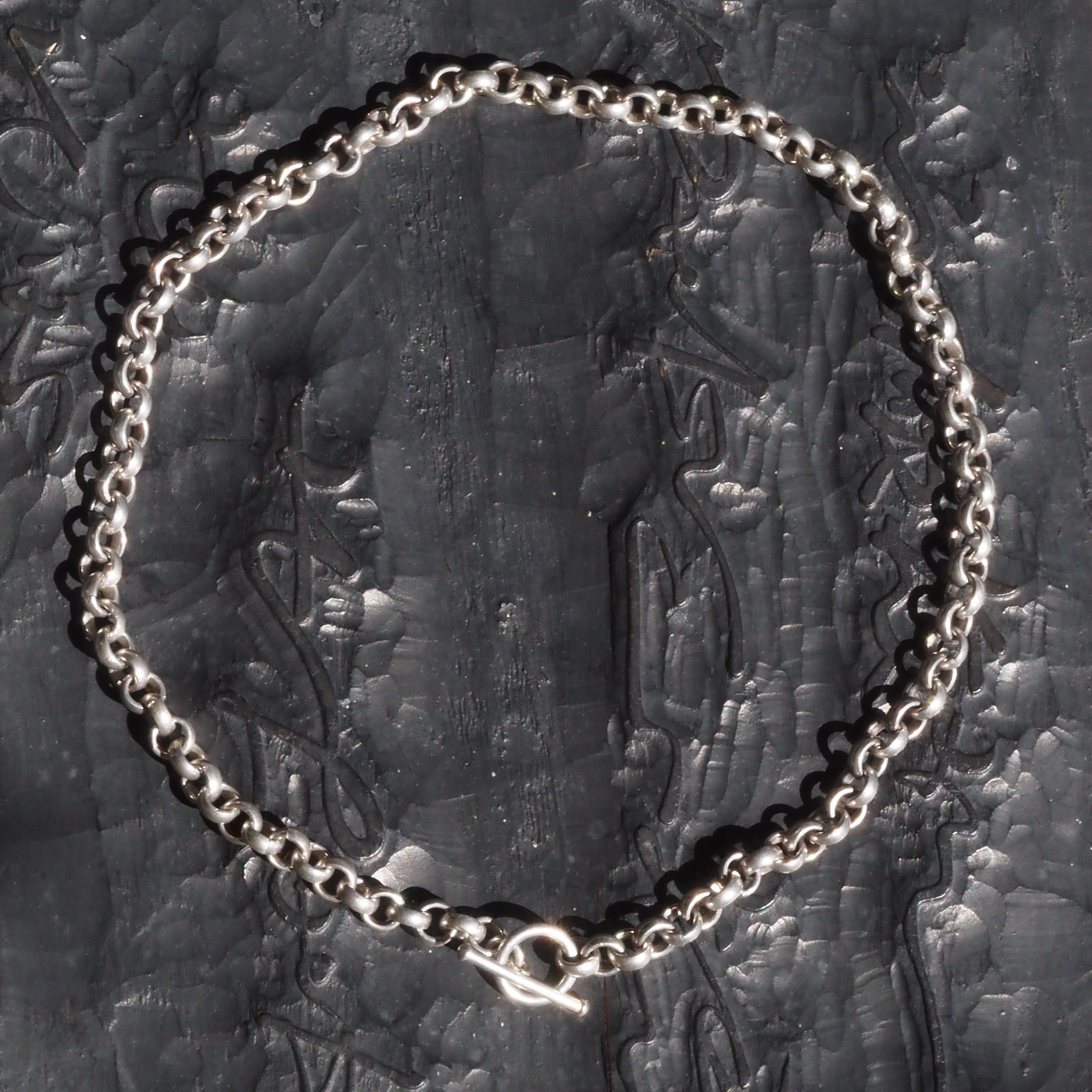 Vintage Sterling Silver Rolo Link Chain Toggle Necklace