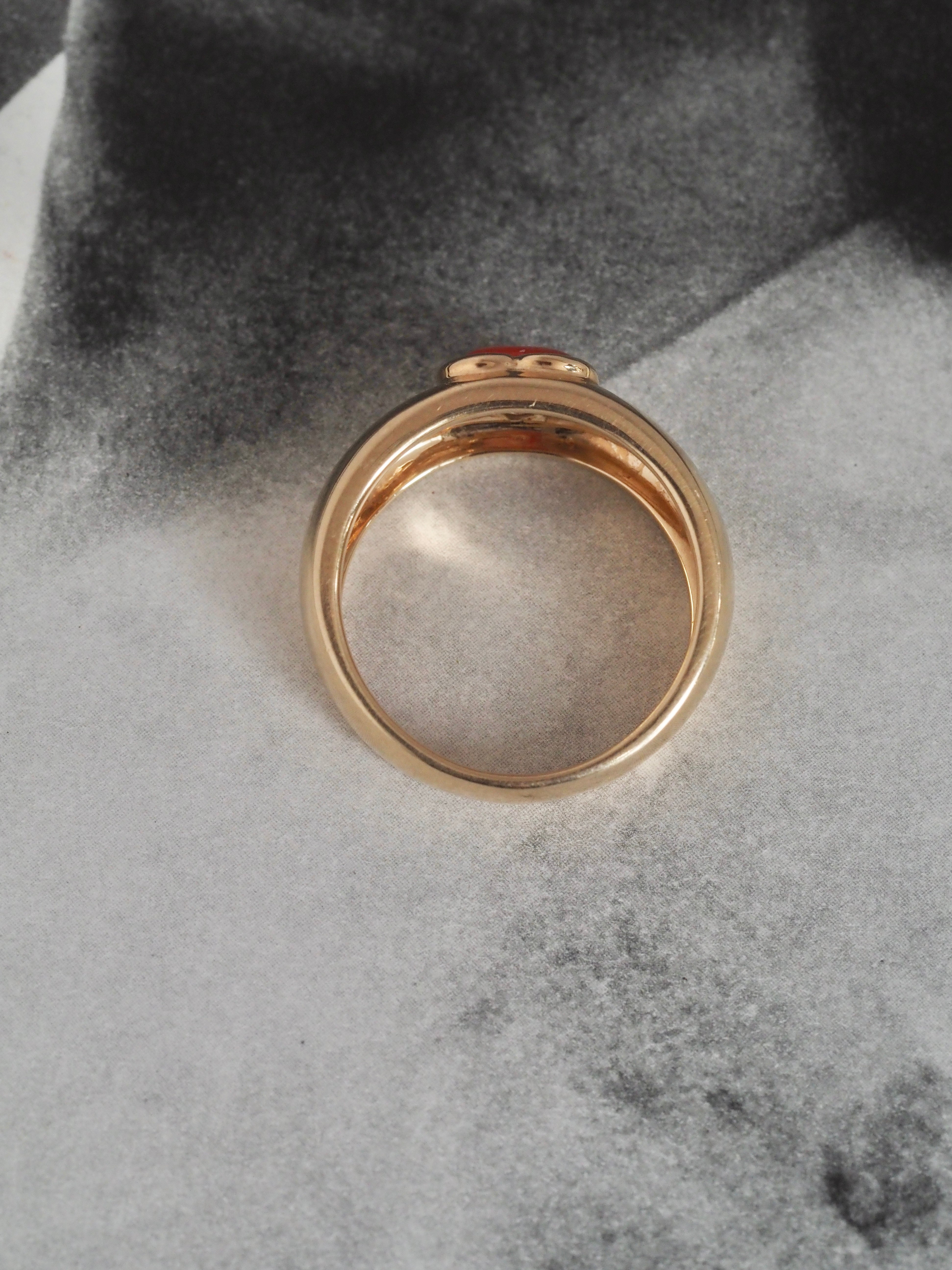 Coral Heart 14k Gold Dome Ring