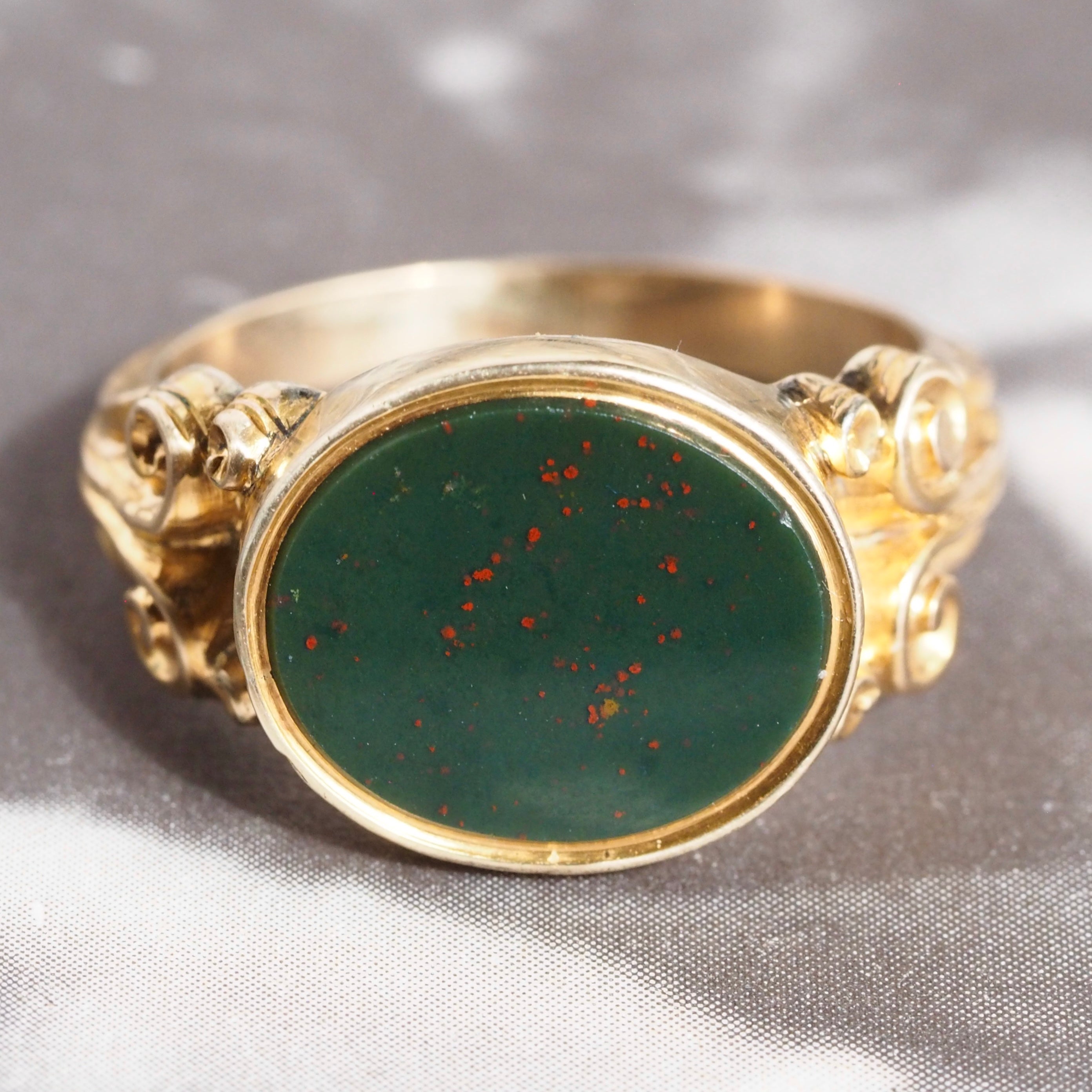 Antique Victorian 14k Gold Bloodstone Signet Ring