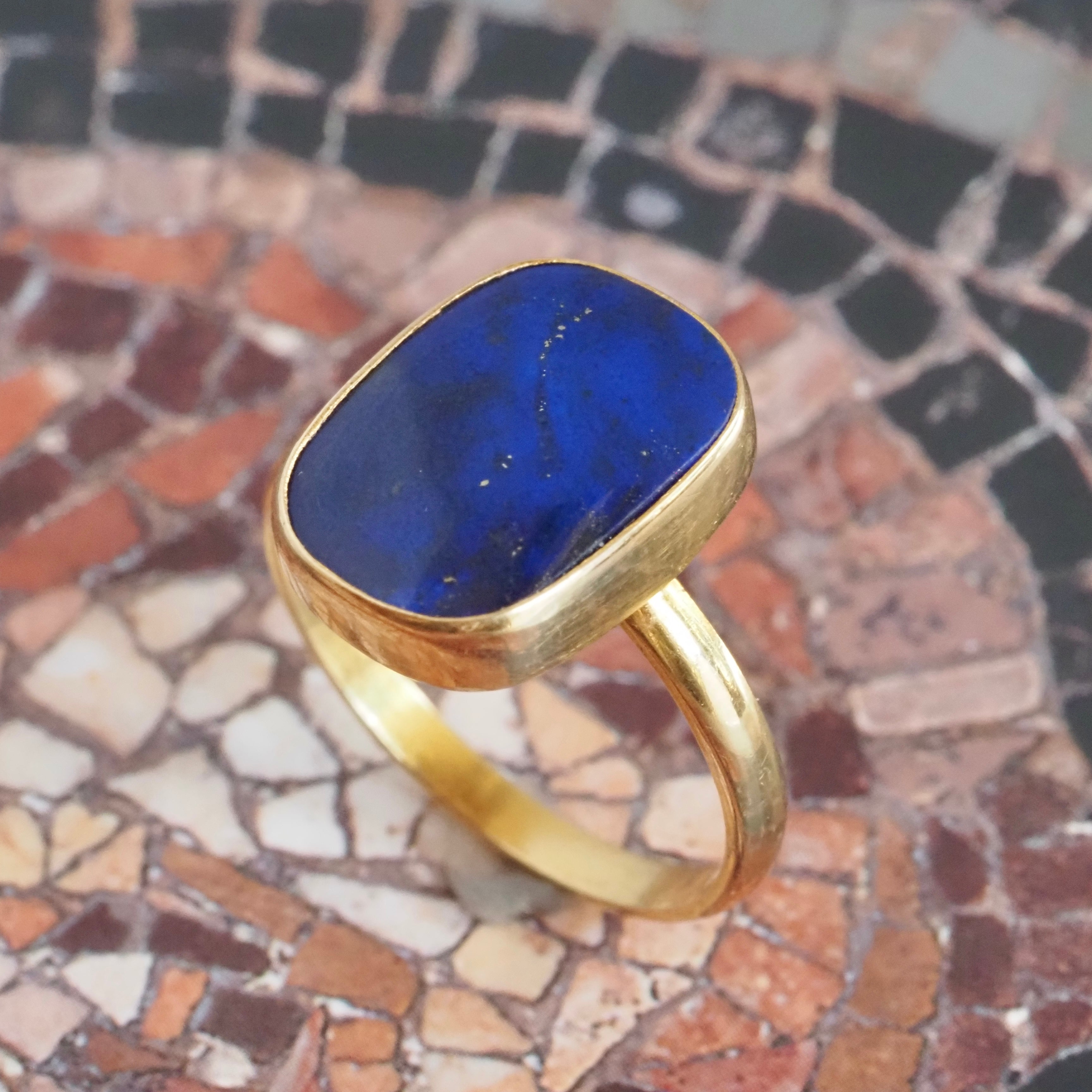 Greek Lapis 18k Gold Ring