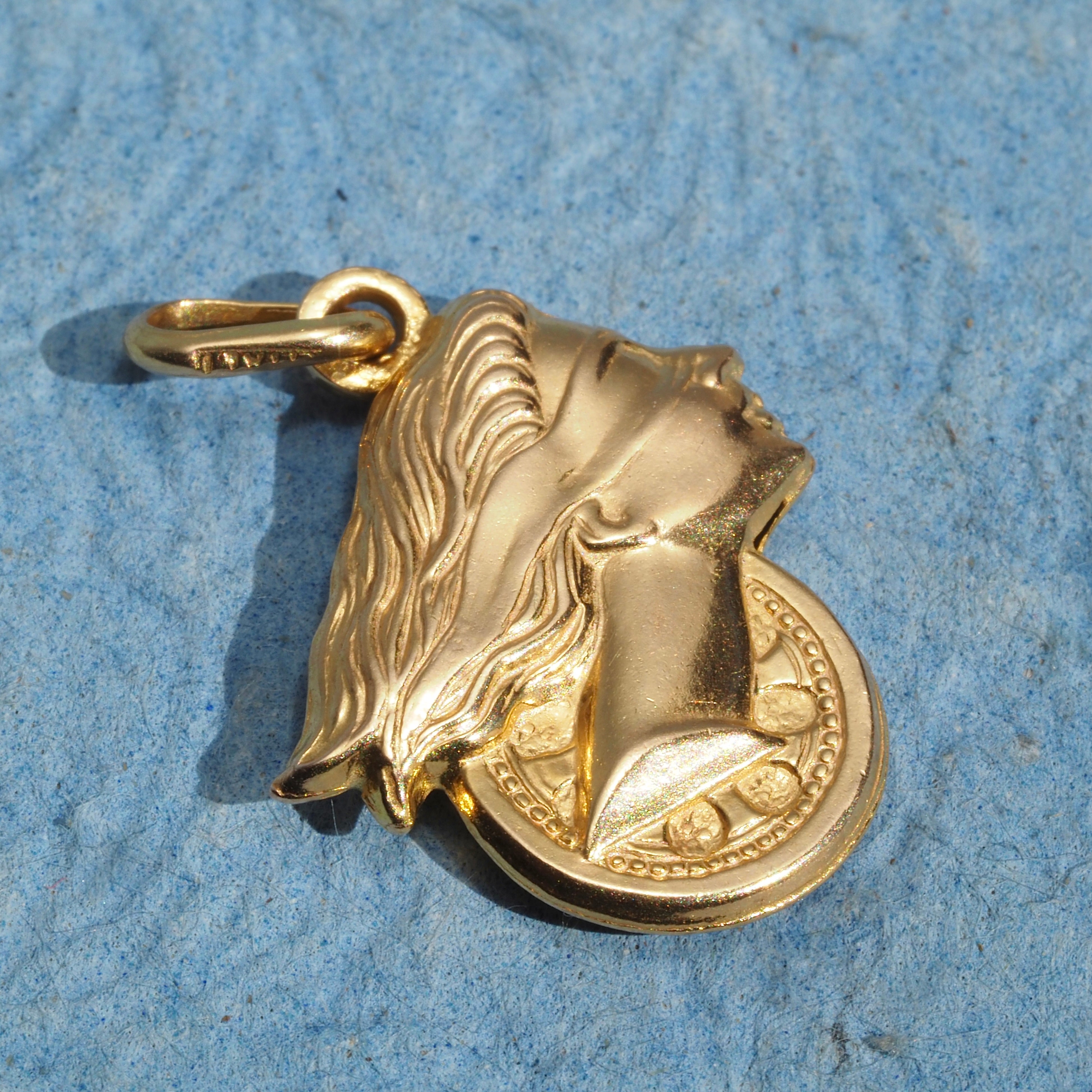 Vintage Italian Fortuna Goddess of Fortune 14k Gold Pendant