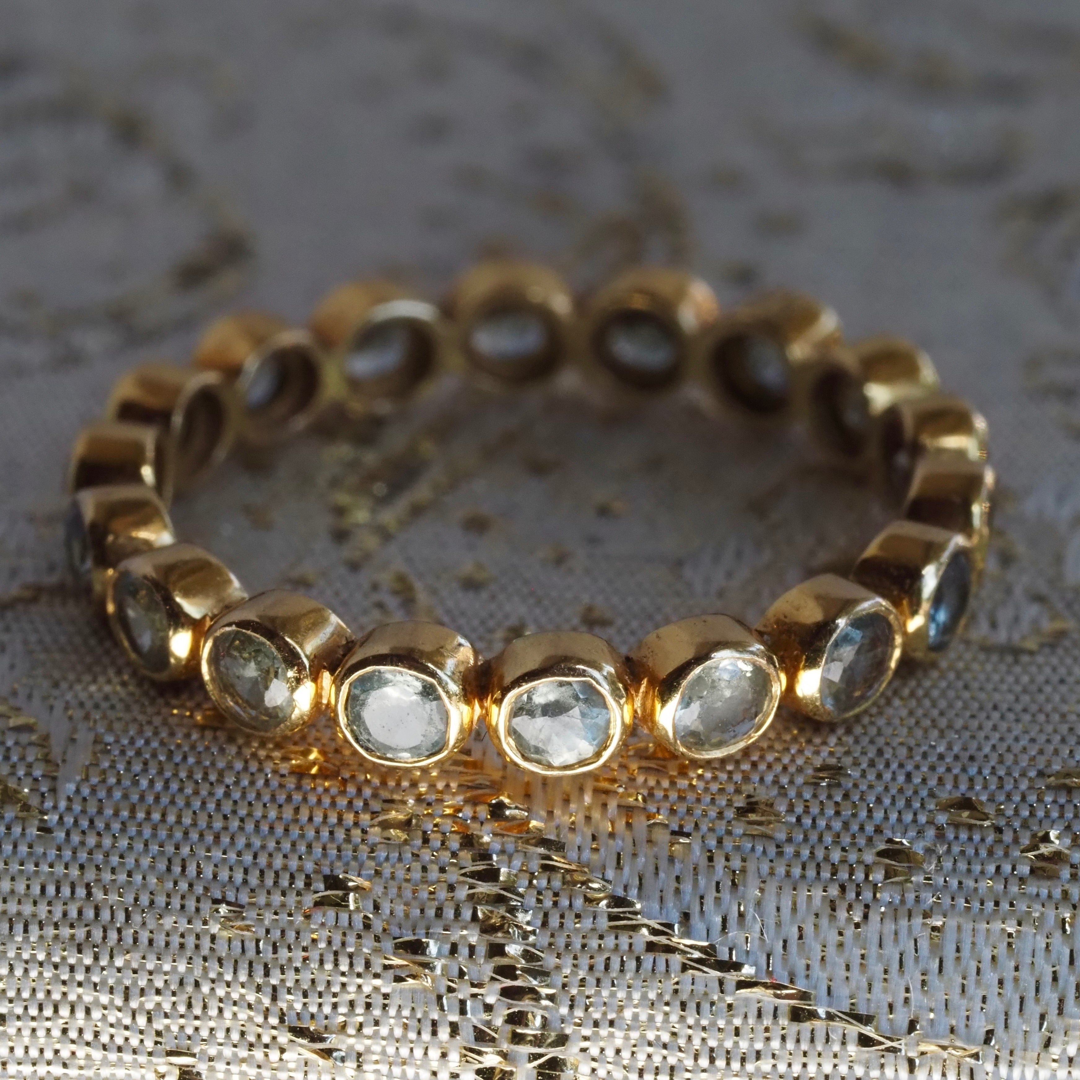 Green Sapphire 18k Gold Eternity Ring