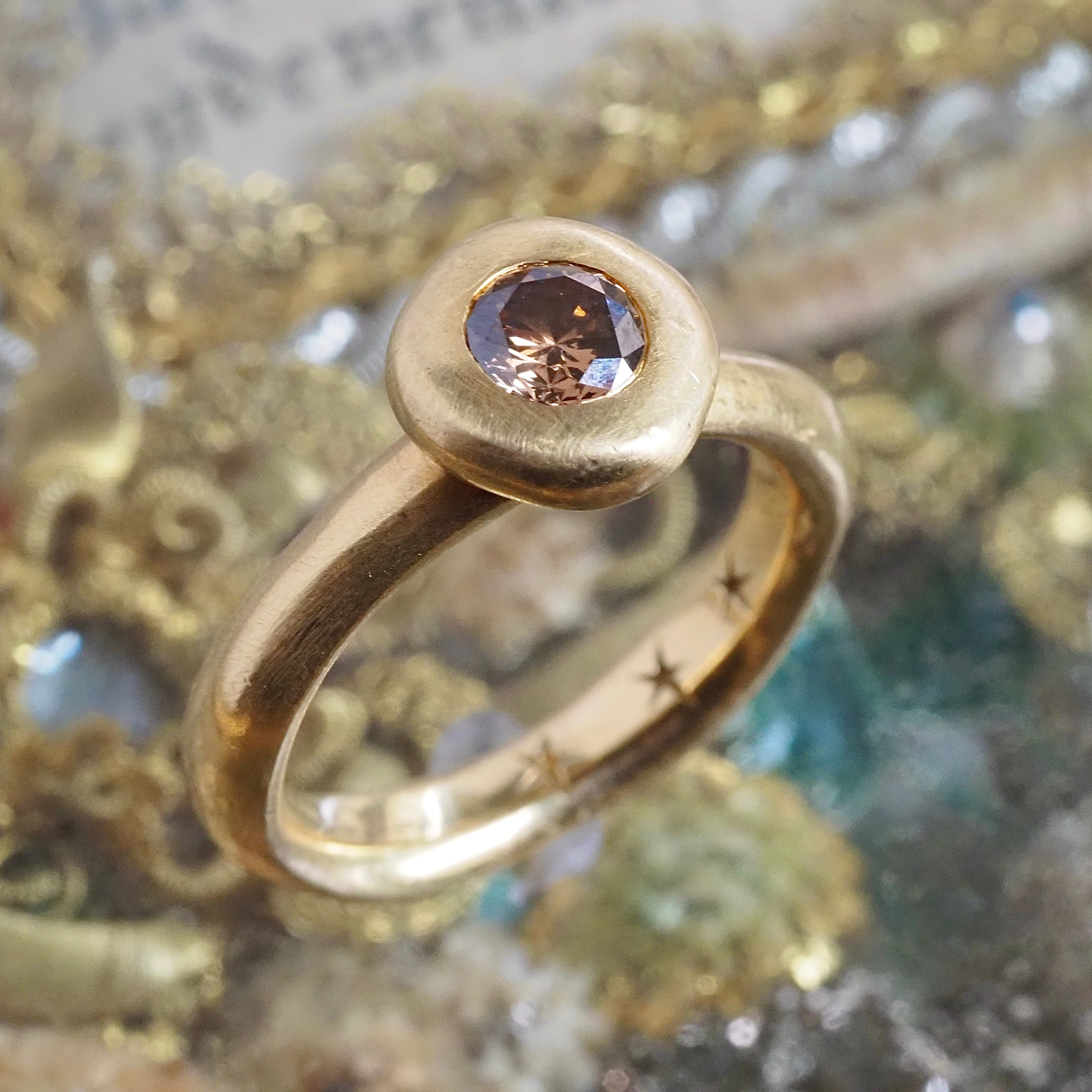 Brown Diamond Brushed 18k Gold Ring by H. Stern