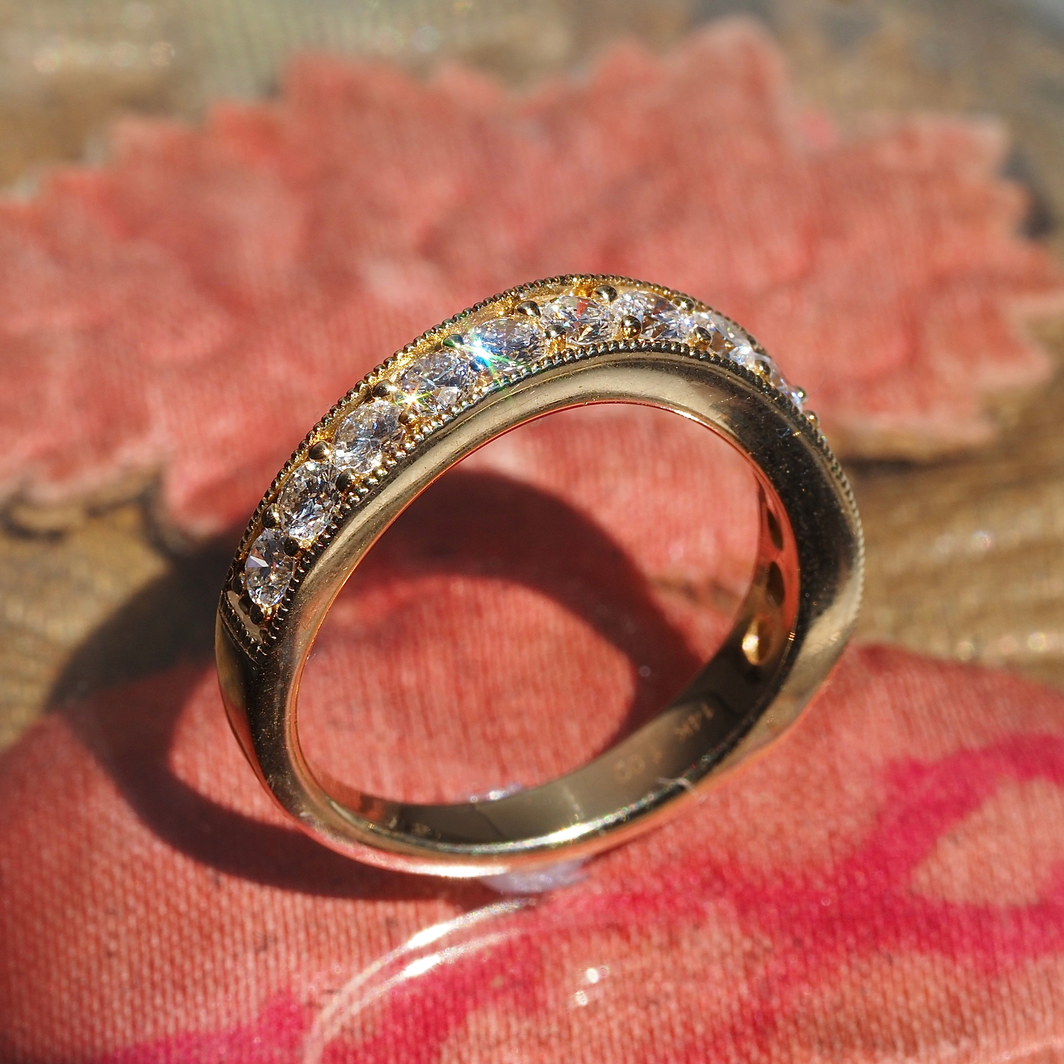 Wavy Diamond Half Eternity 14k Gold Band