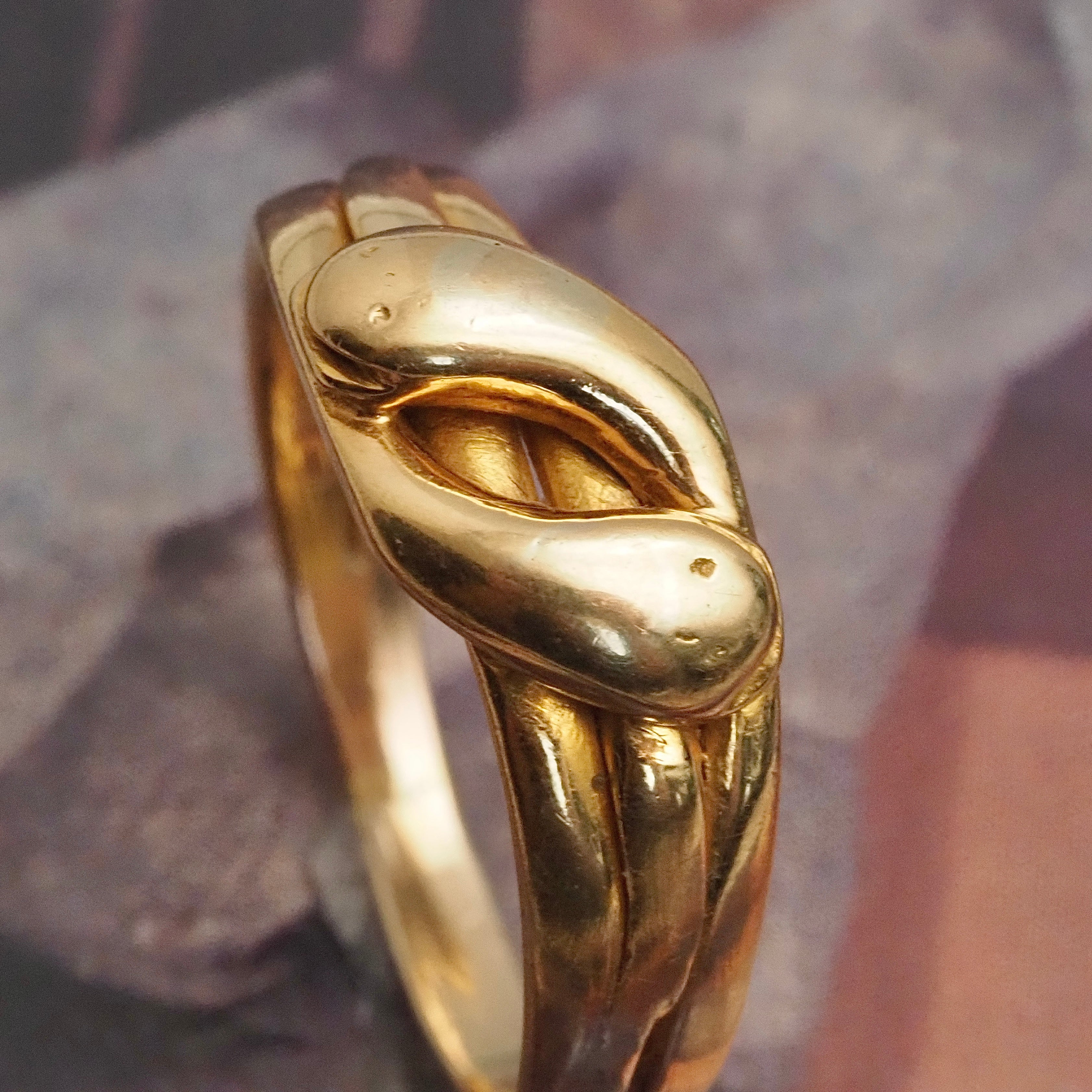 Antique 18k Gold Double Headed Snake Ring