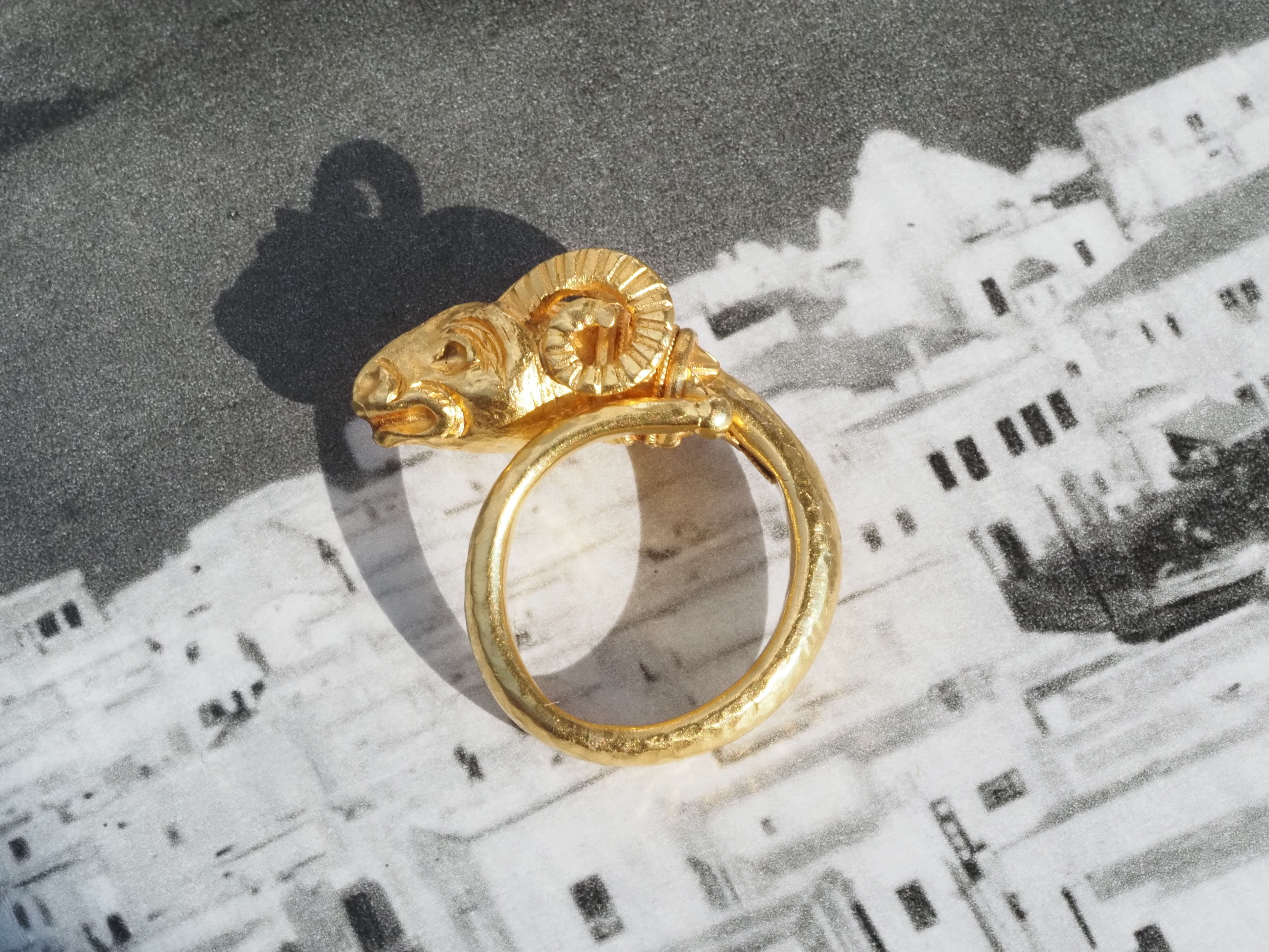 Vintage Greek Ram 22k Gold Ring