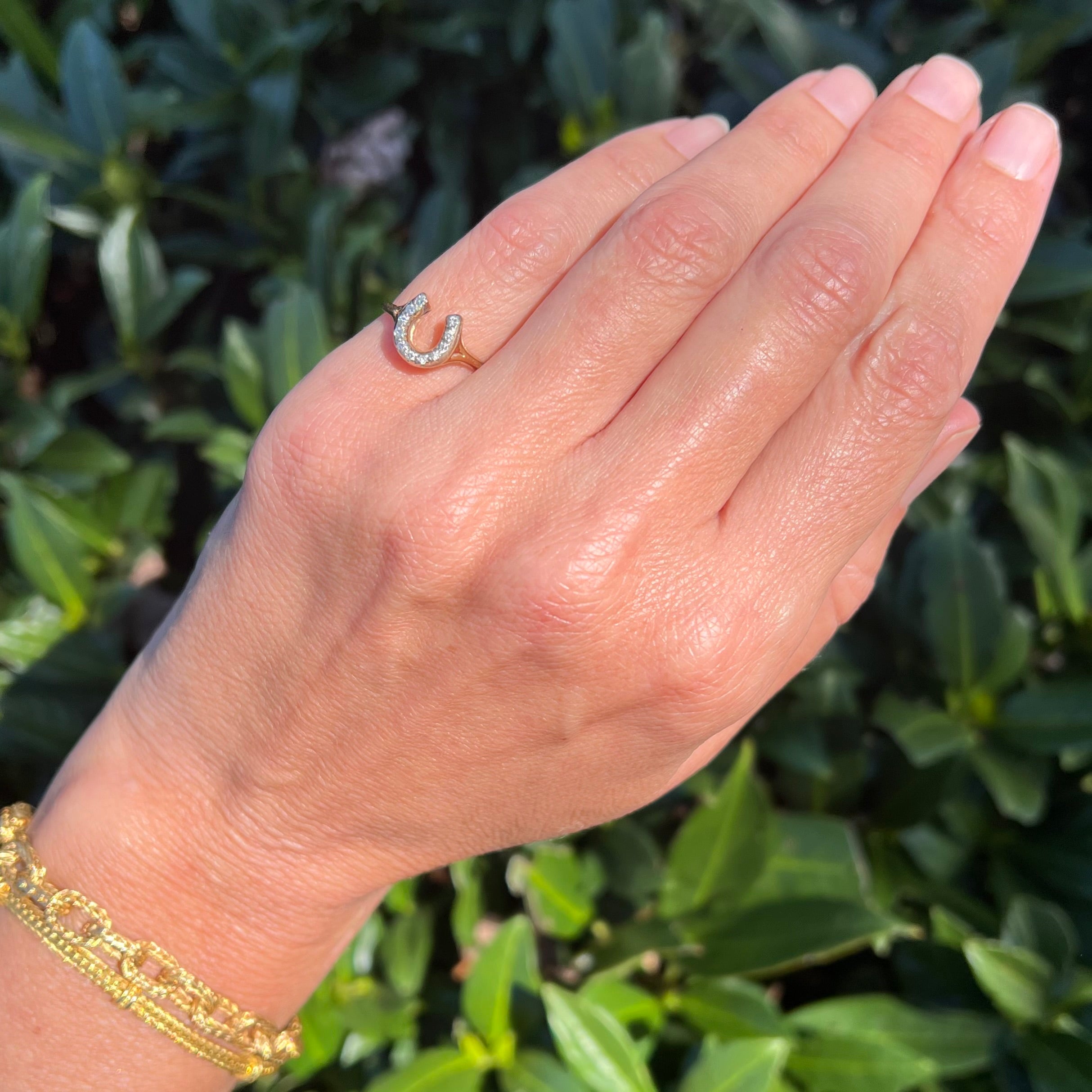 Vintage Horseshoe Diamond 14k Gold Ring