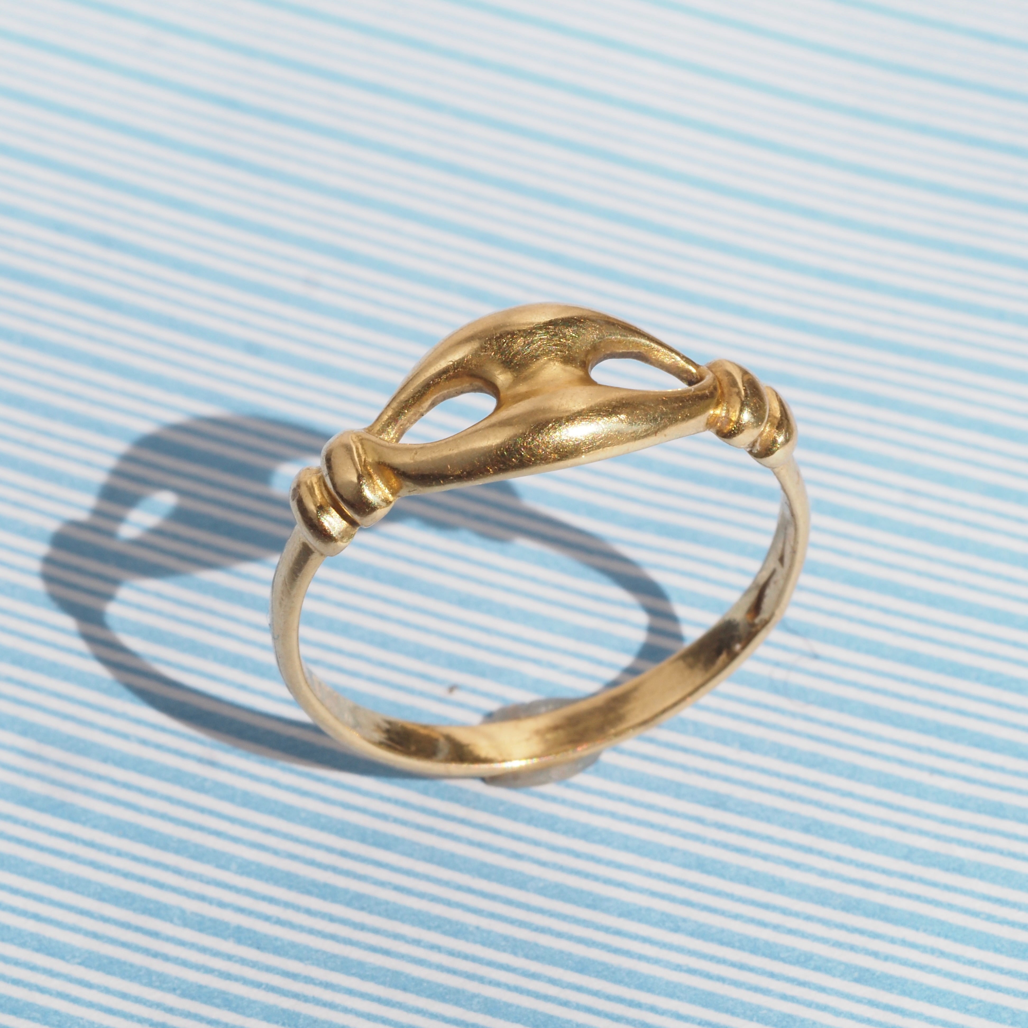Vintage Anchor Mariner Link 18k Gold Ring