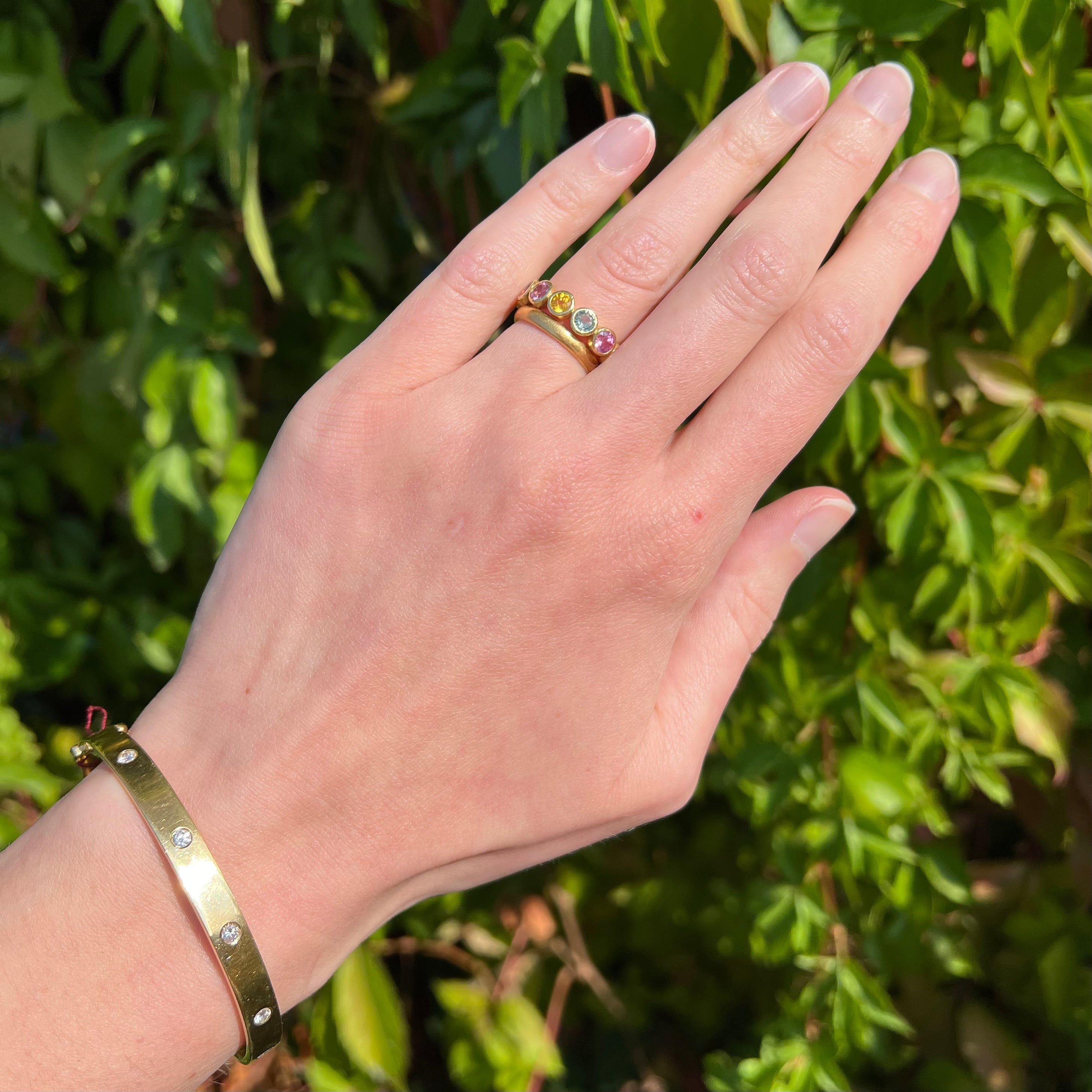 Multicolored Sapphire Eternity 18k Gold Ring