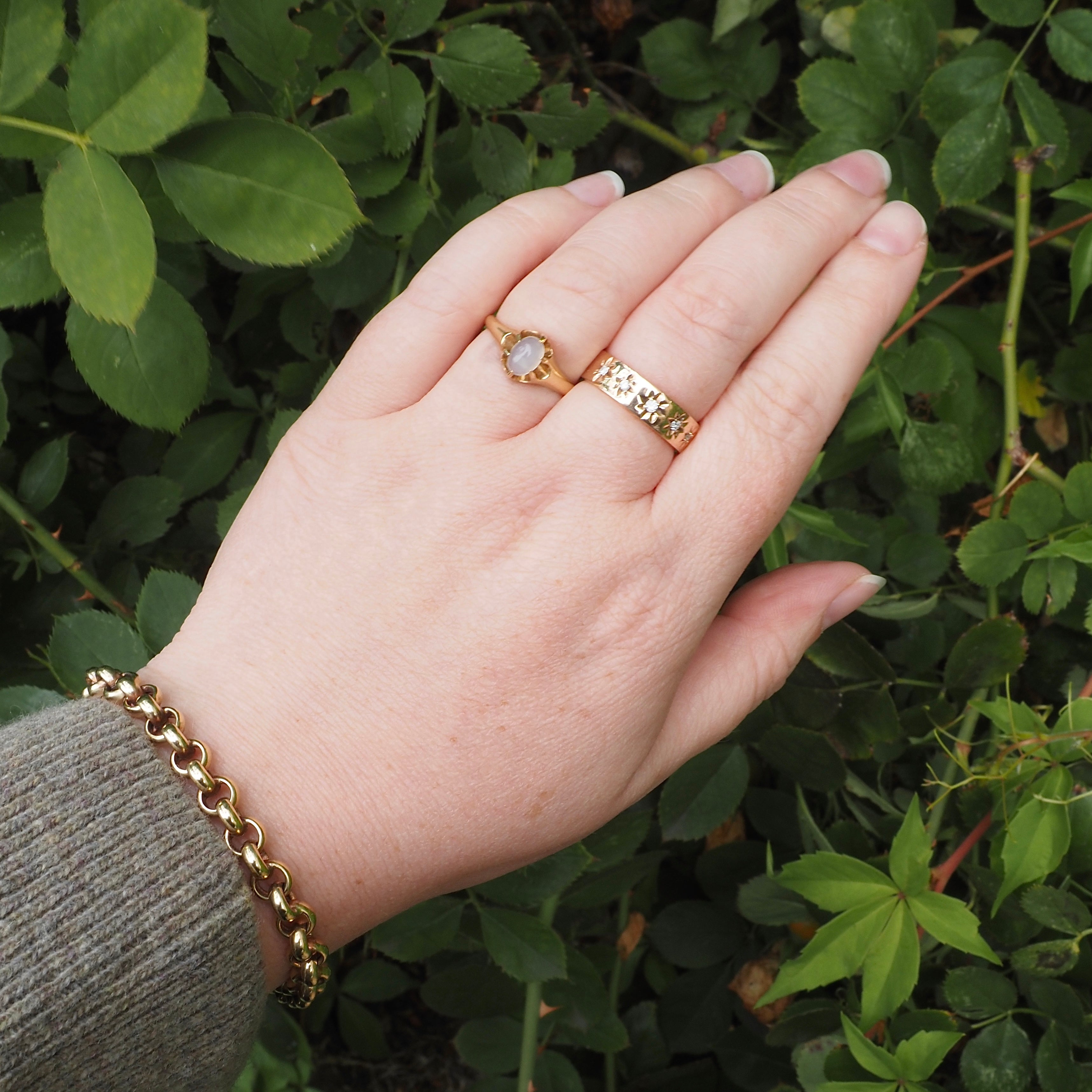 Vintage 14k Rose Gold Five Stone Starburst Band