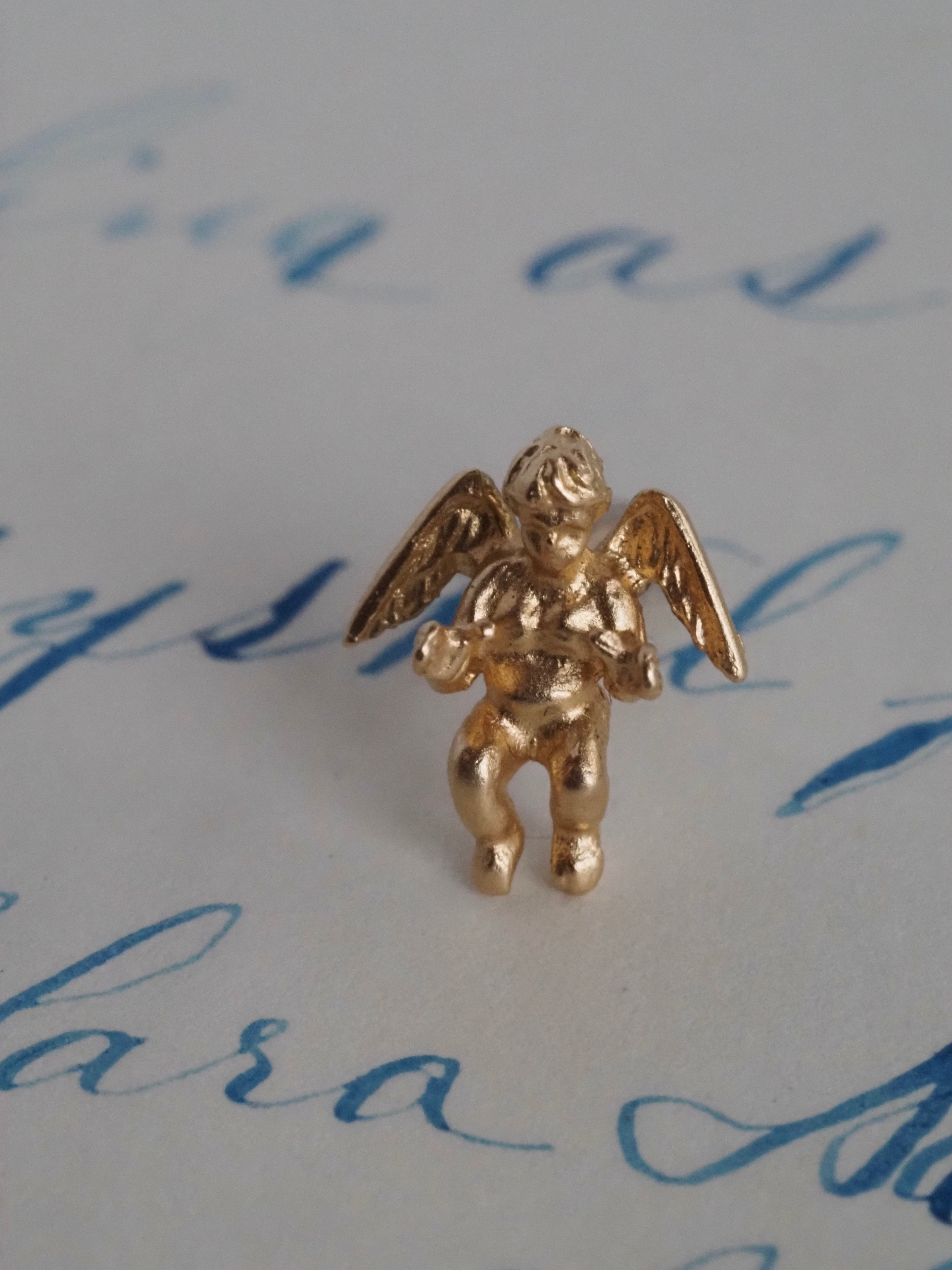 Single Vintage 14k Gold Cherub Stud