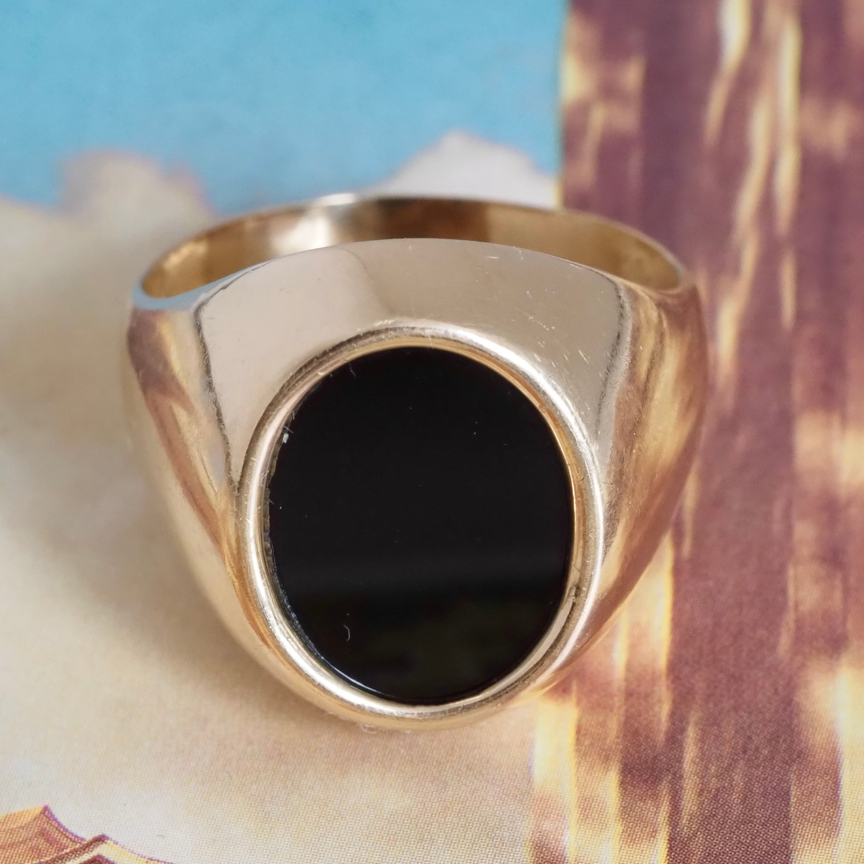 Vintage Onyx 14k Gold Signet Ring