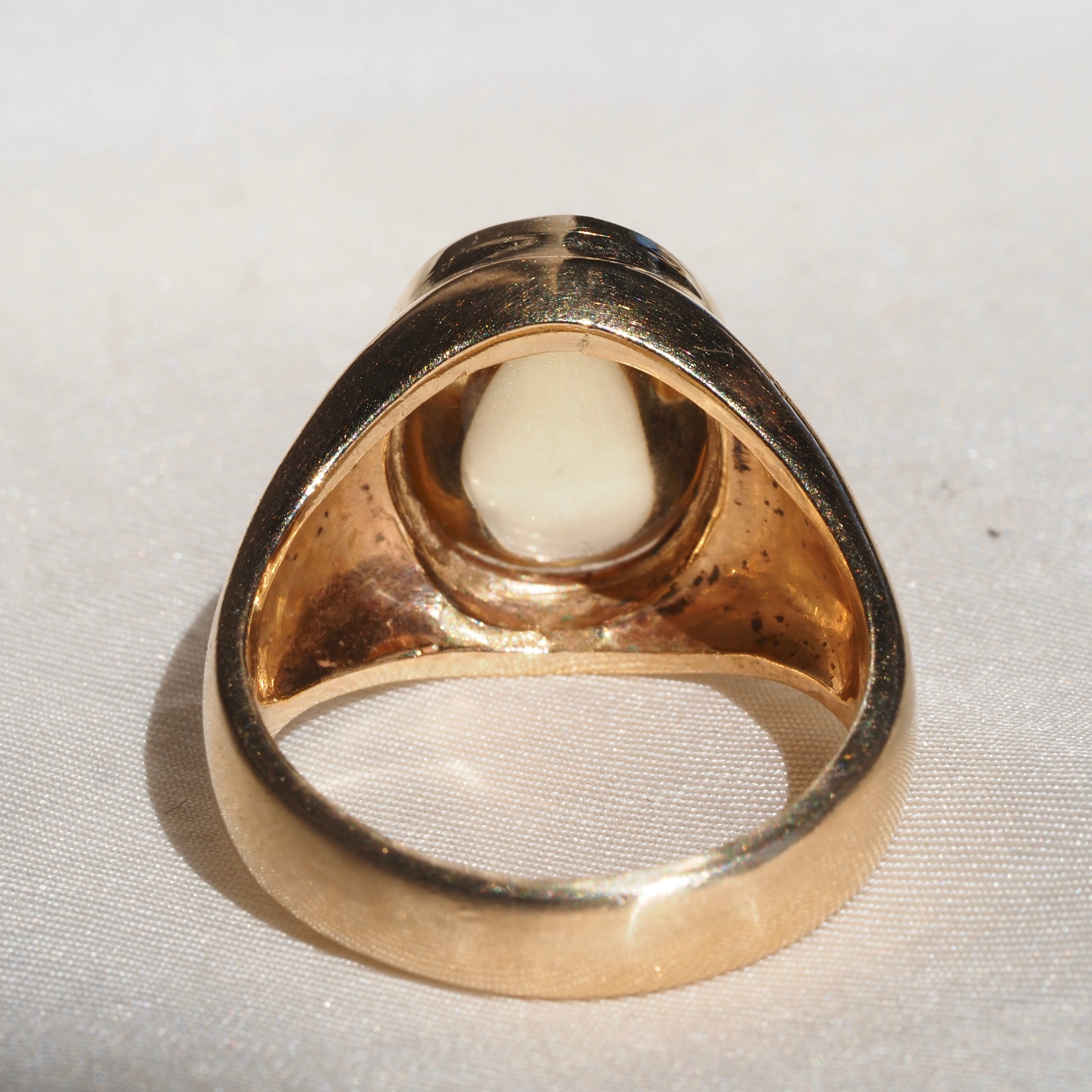 Vintage Honey Citrine Cabochon 14K Gold Dome Ring