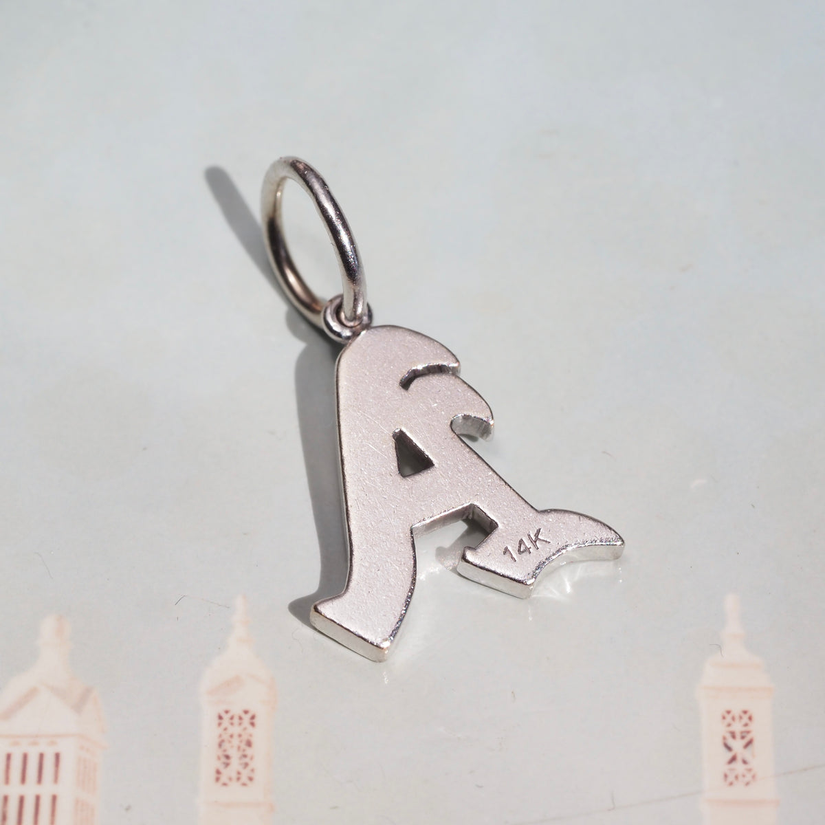 Vintage 14K White Gold "A" Initial Charm