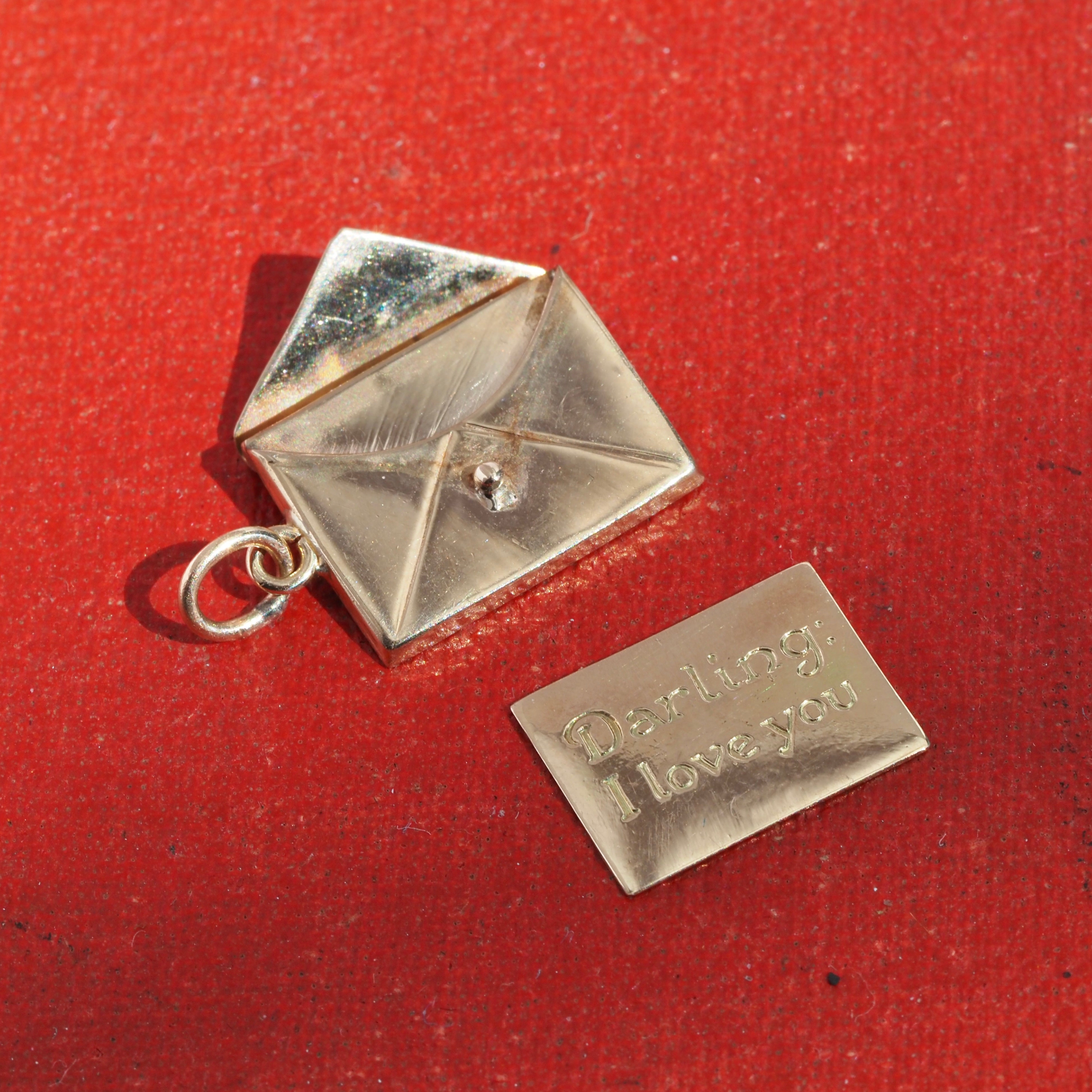 Vintage Envelope & Letter 14k Gold Charm Pendant