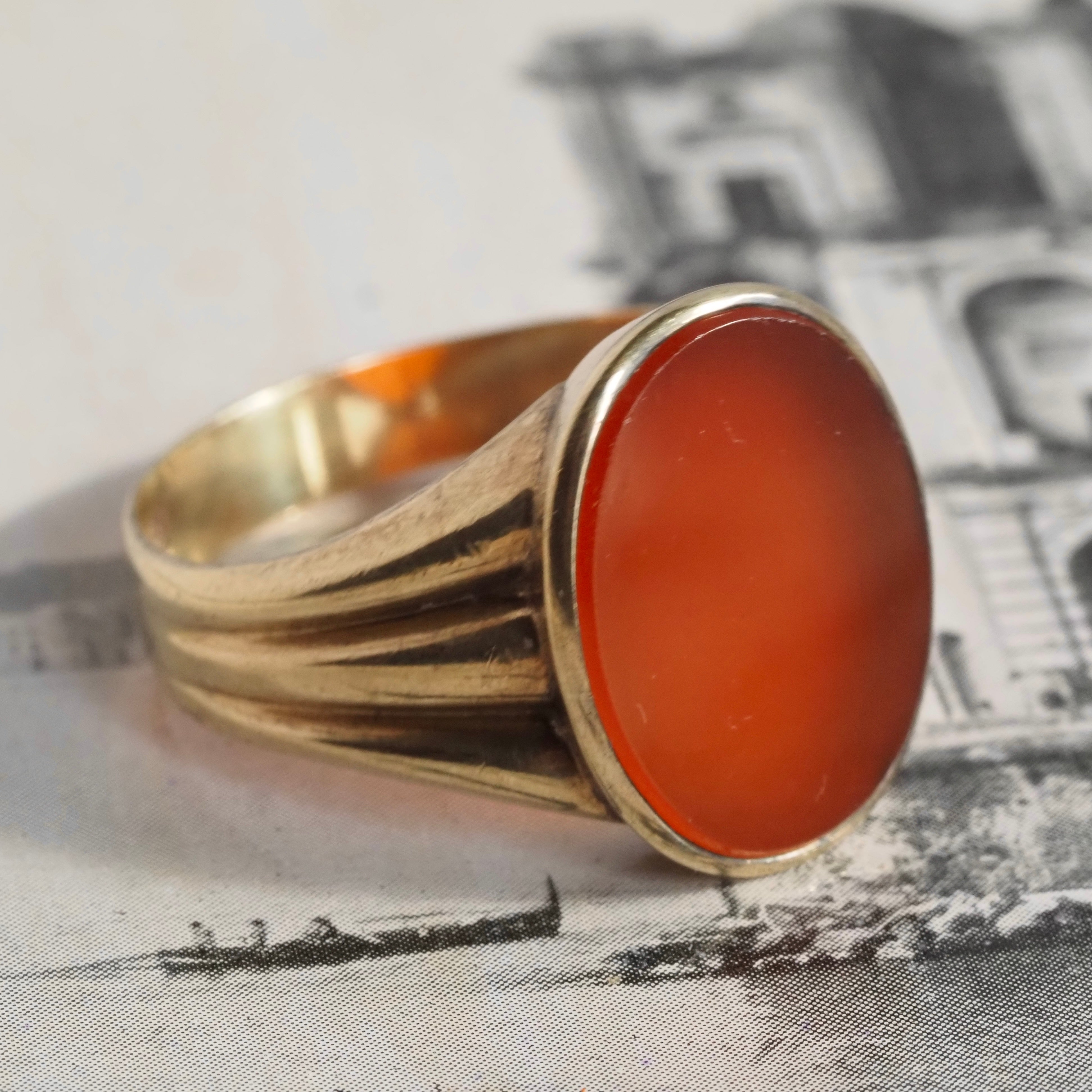 Antique Edwardian Carnelian Signet 8k Gold Ring