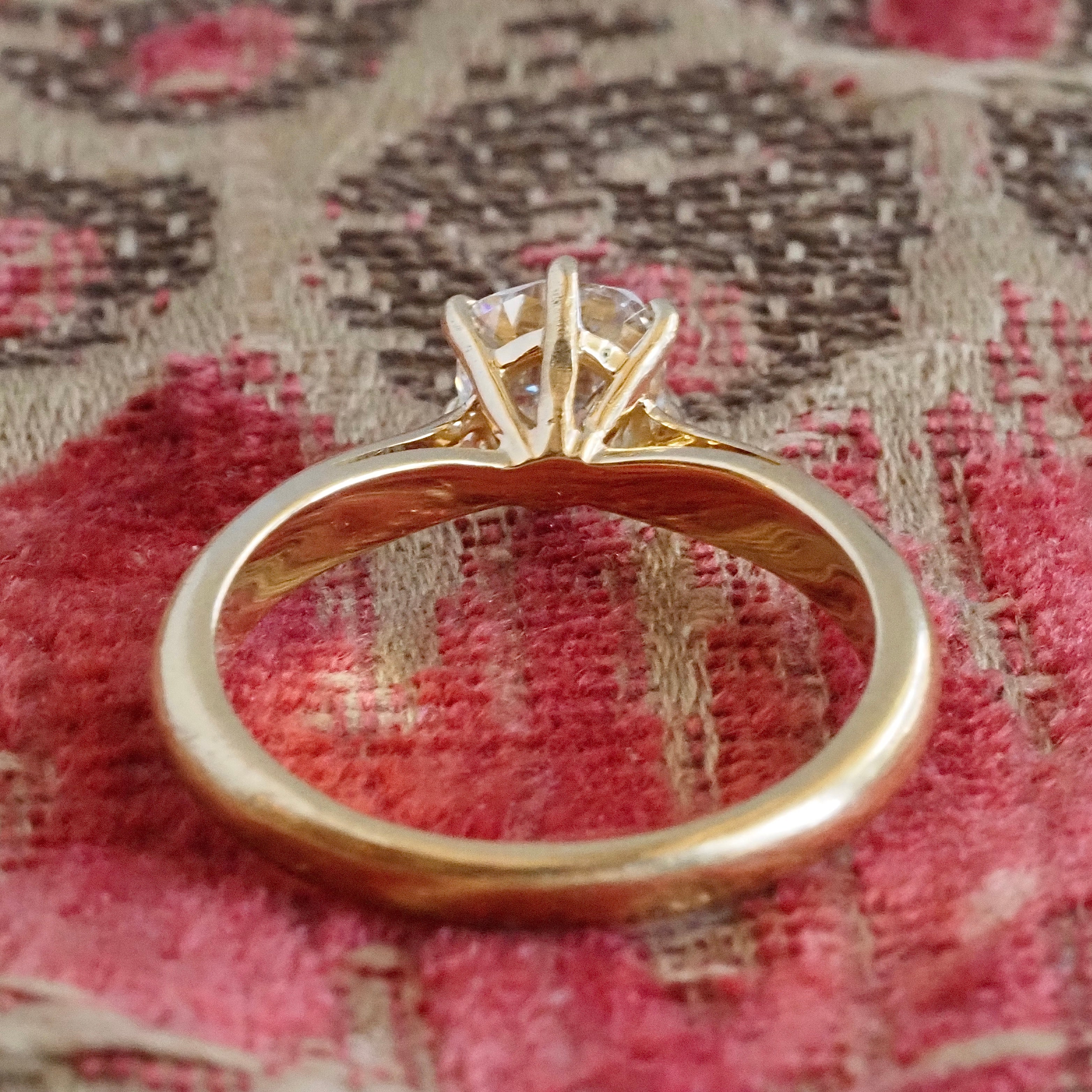 Vintage French Old Mine Cut Diamond 18k Solitaire Engagement Ring