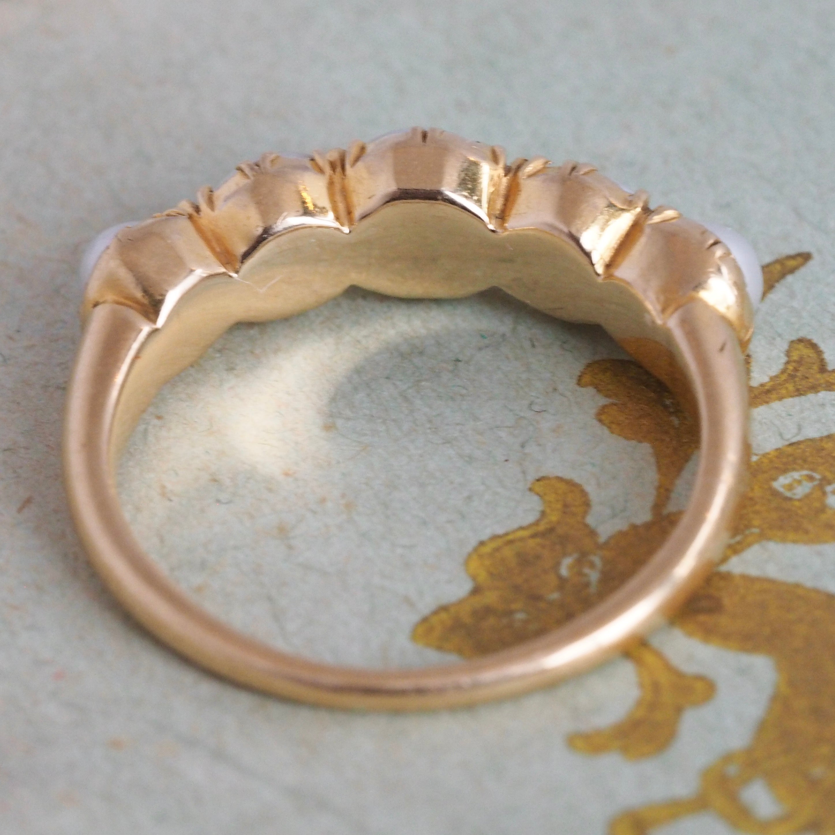 Antique Georgian 15k Gold Half Hoop Natural Pearl Ring