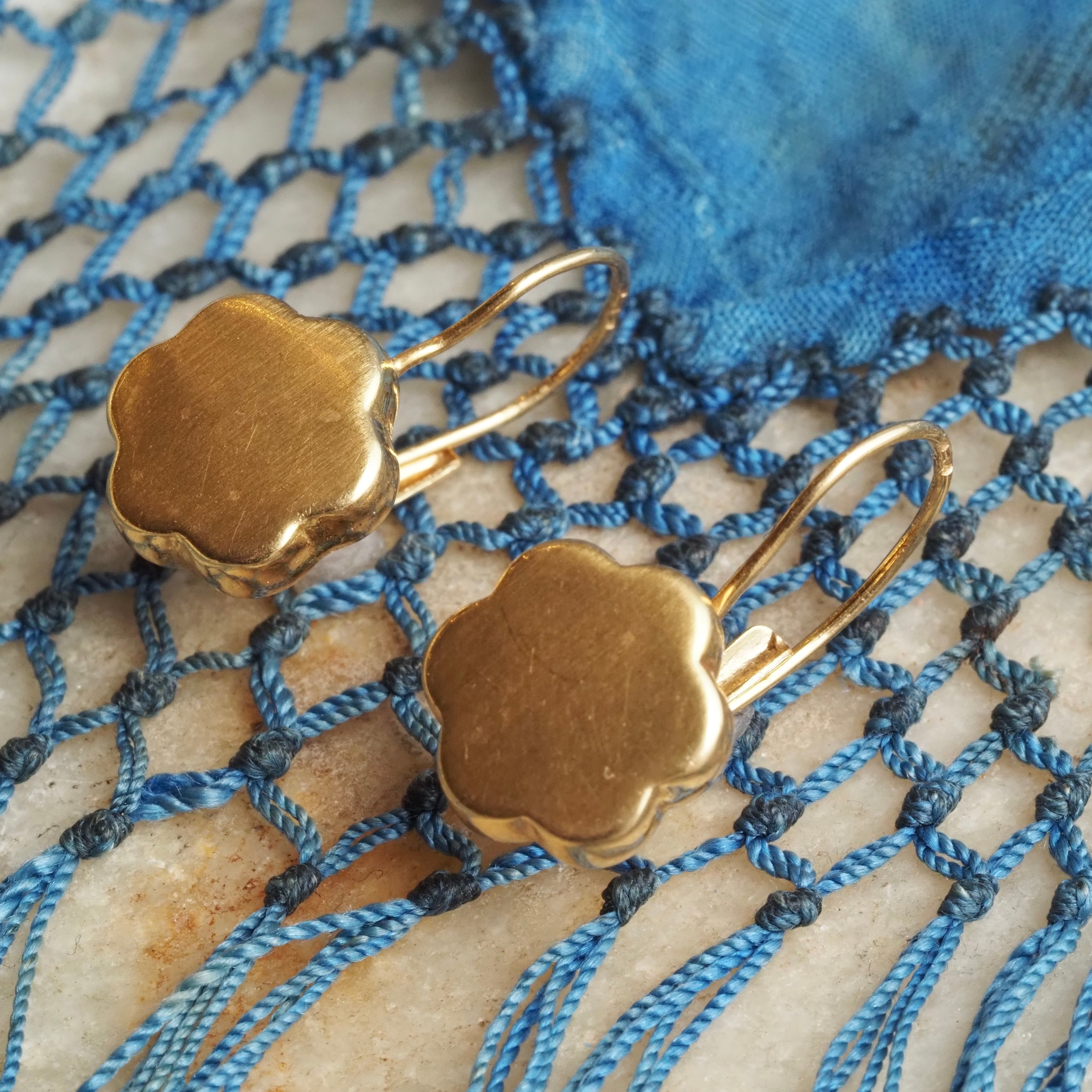 Vintage Portuguese 19k Gold Flower Earrings