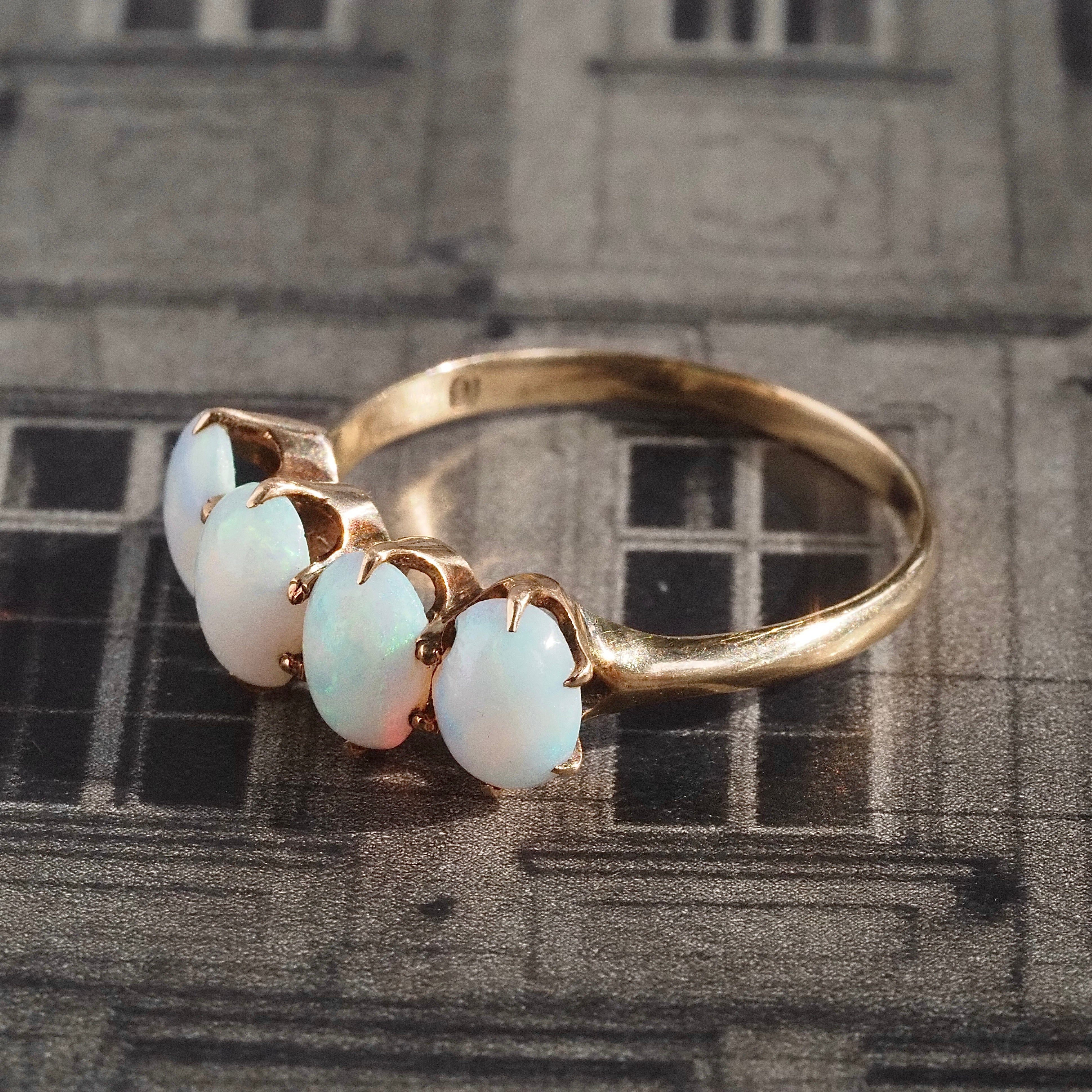 Antique Victorian Four Opal 10k Gold Ring