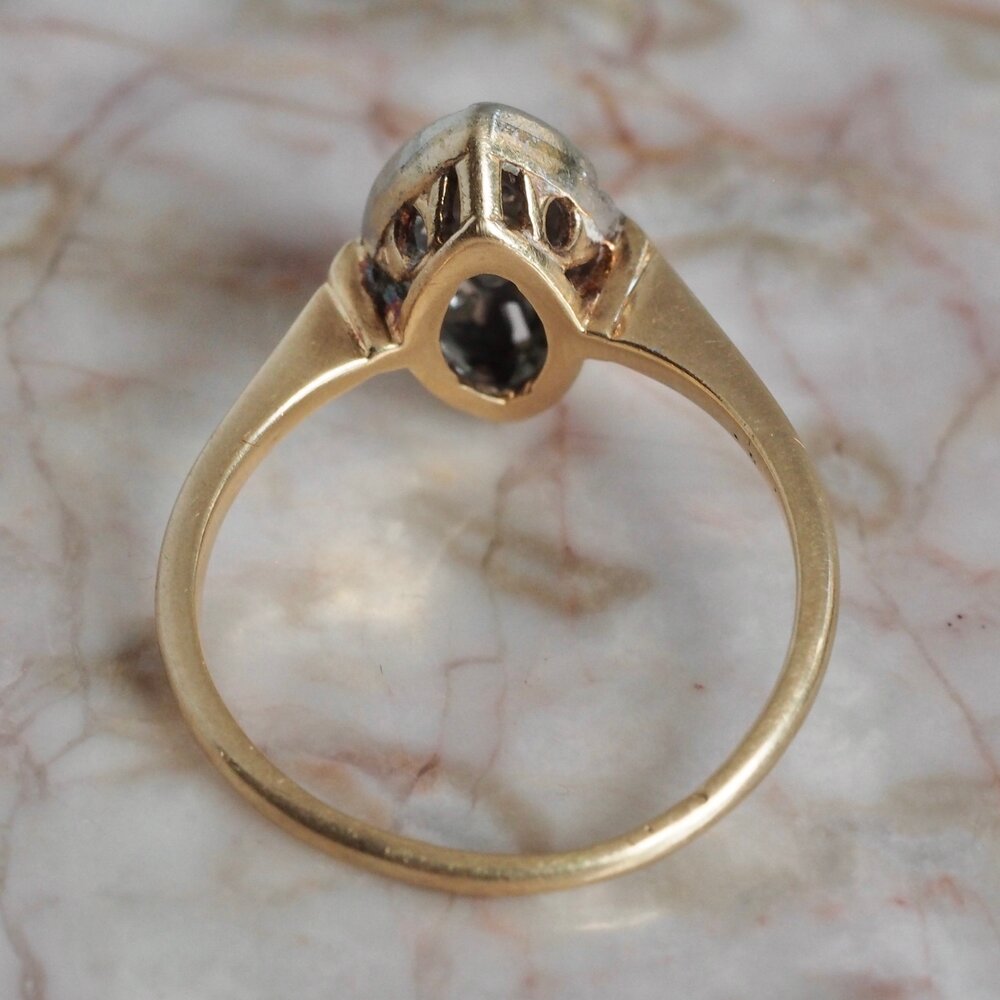 Antique Art Deco 14k Gold Diamond Navette Ring