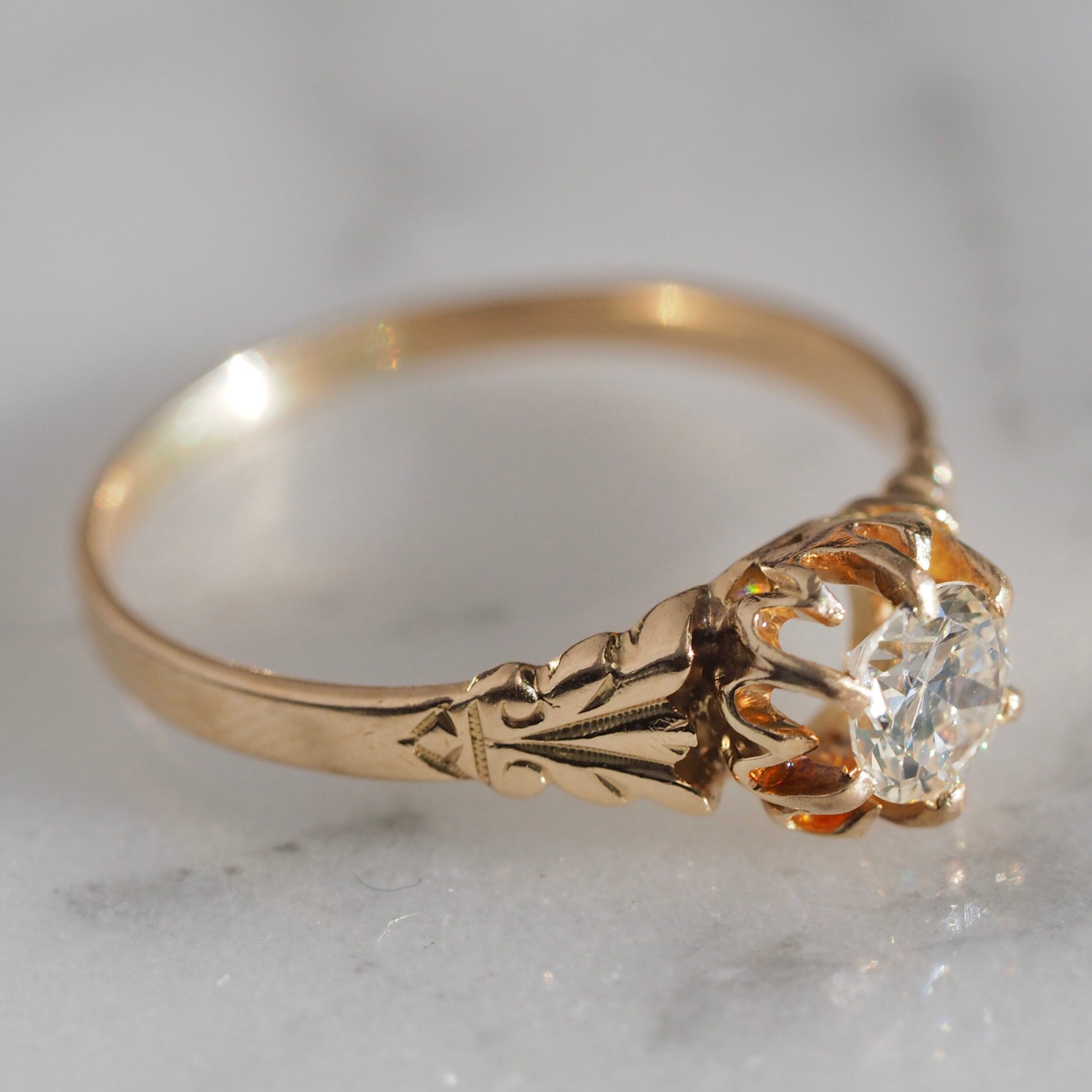 Antique 14k Gold Old European Cut Diamond Engagement Ring