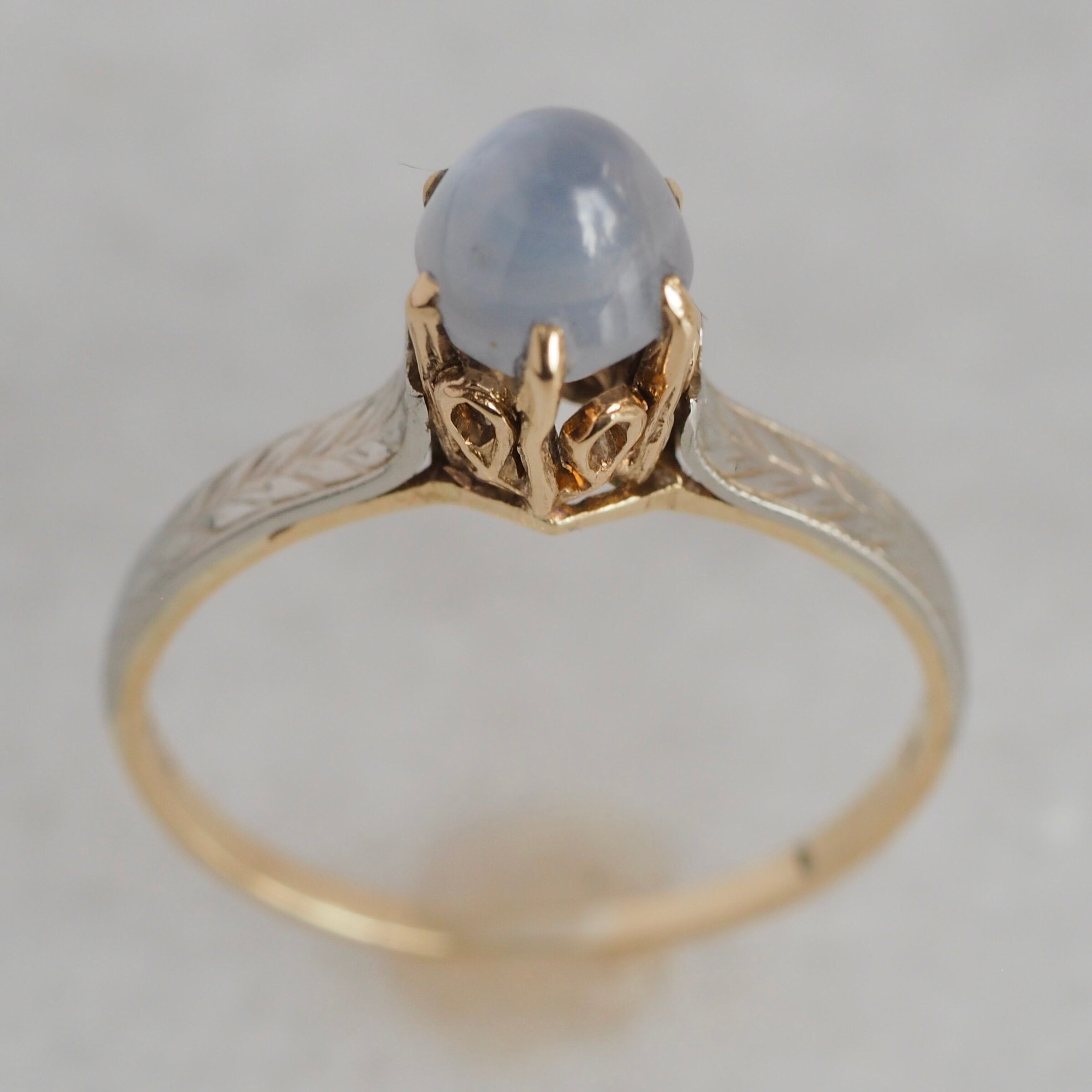Antique Art Deco 10k and 20k Gold Natural Star Sapphire Bullet Ring