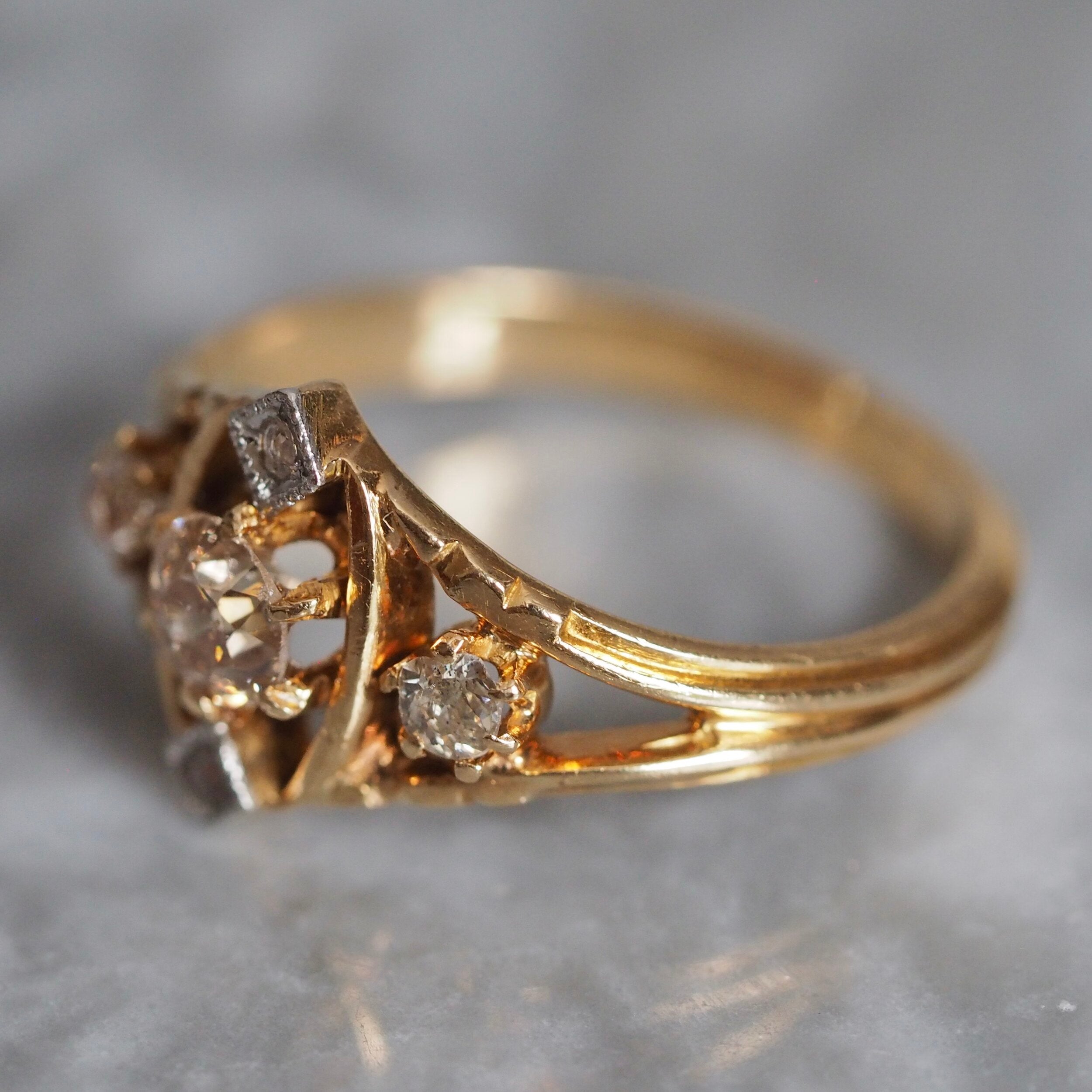 Antique Edwardian 18k Gold Old Mine Cut Diamond Ring