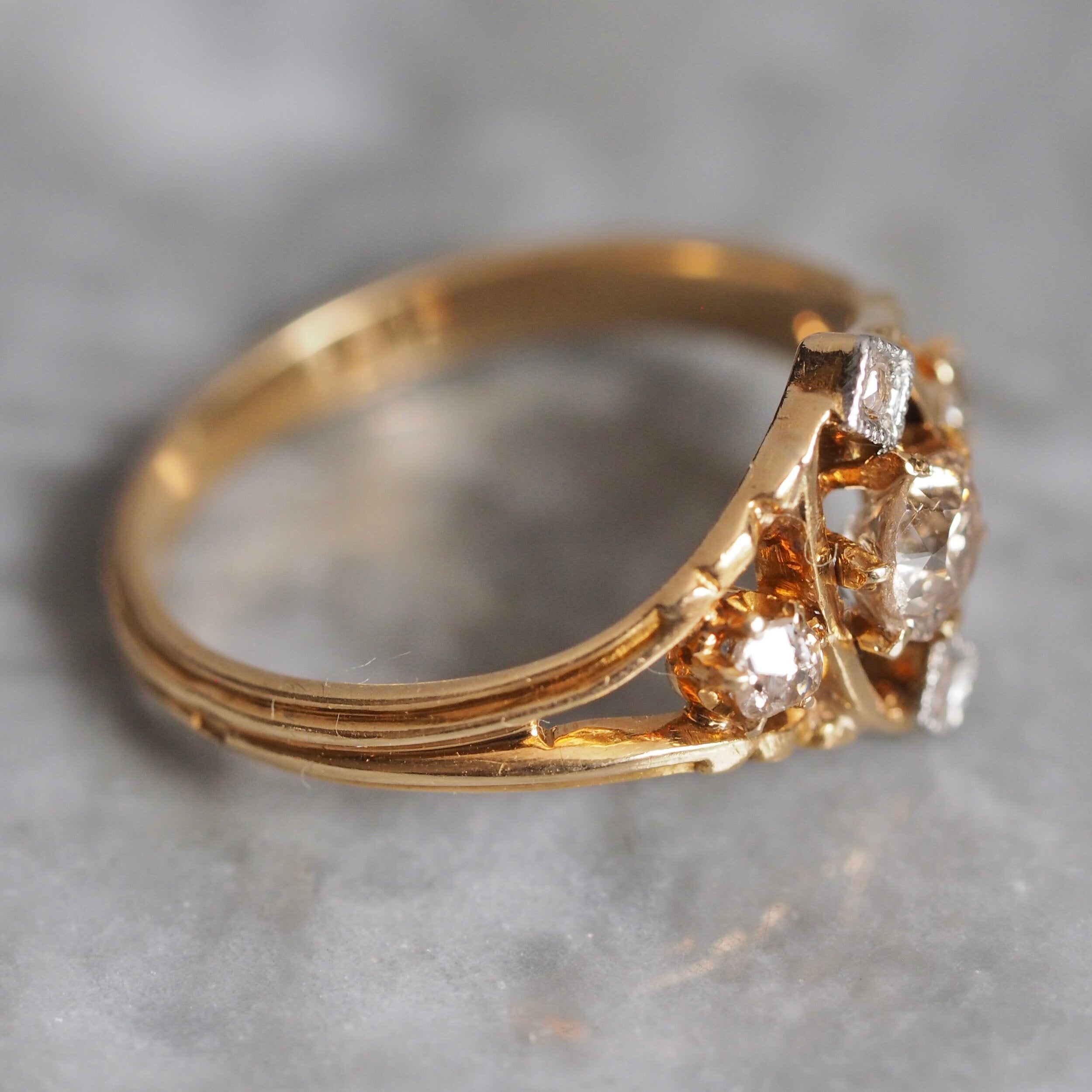 Antique Edwardian 18k Gold Old Mine Cut Diamond Ring
