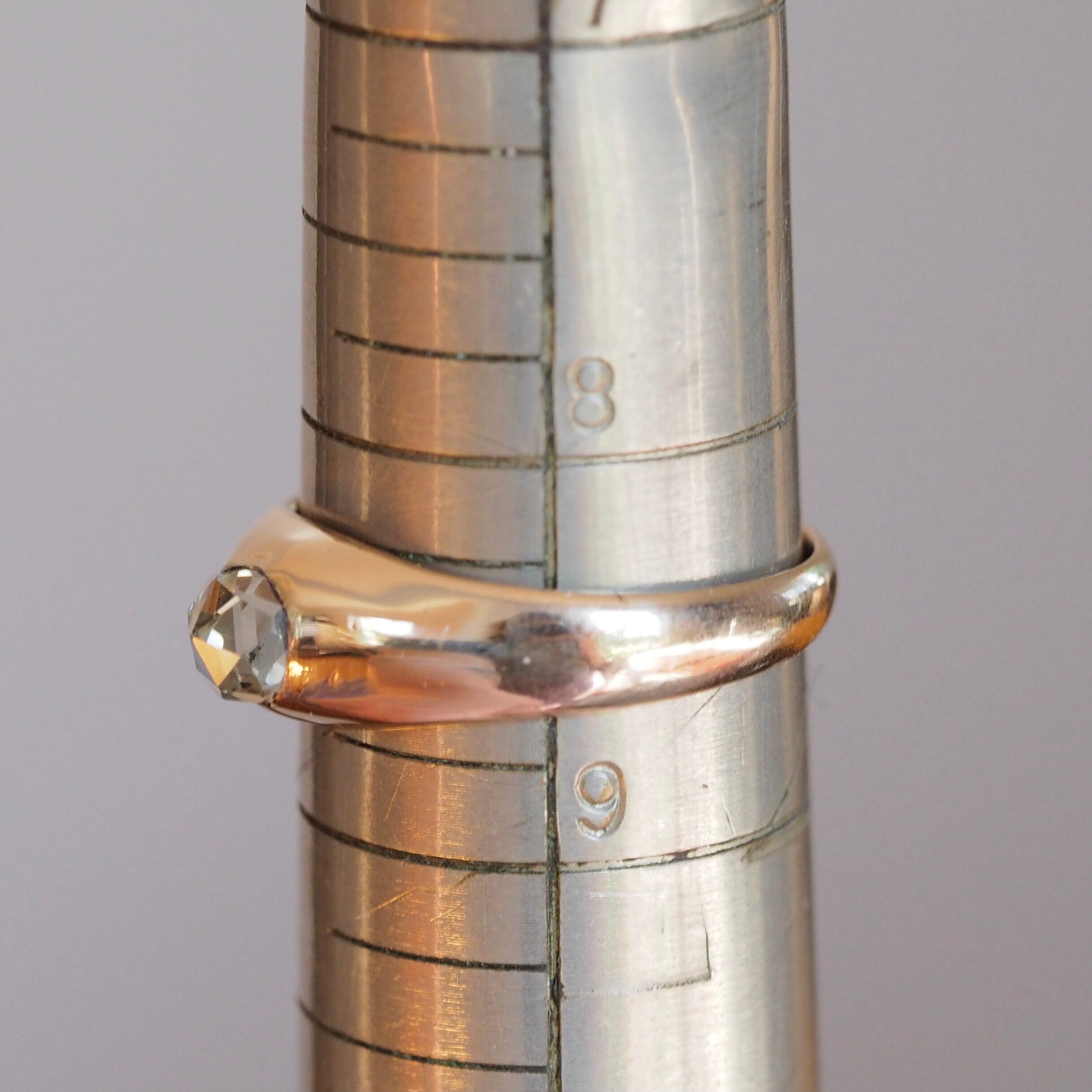 Antique Georgian 14k Gold Flush Set Dutch Rose Cut Diamond Stirrup Ring