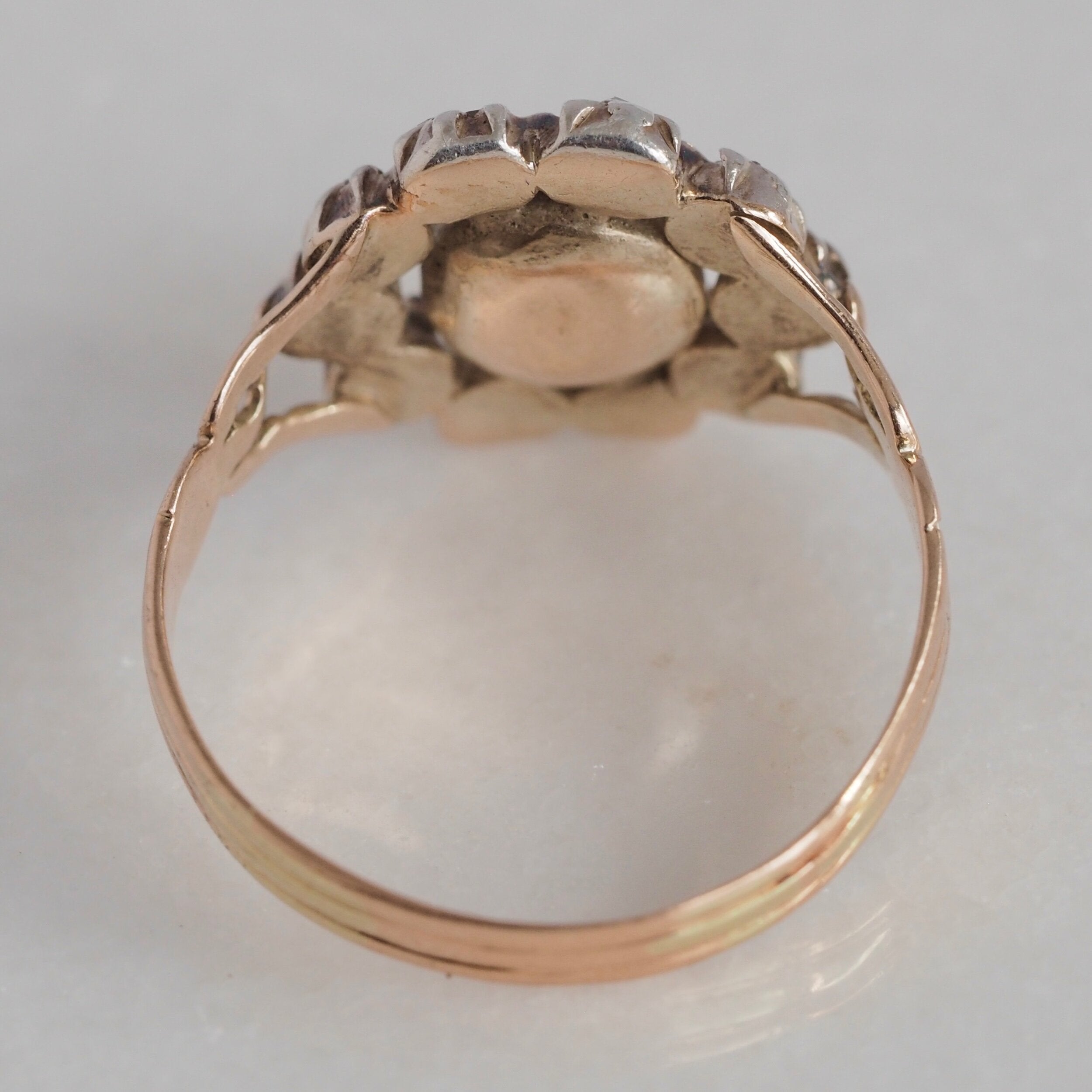 Antique Georgian 14k Gold Rose Cut Diamond Giardinetti Ring