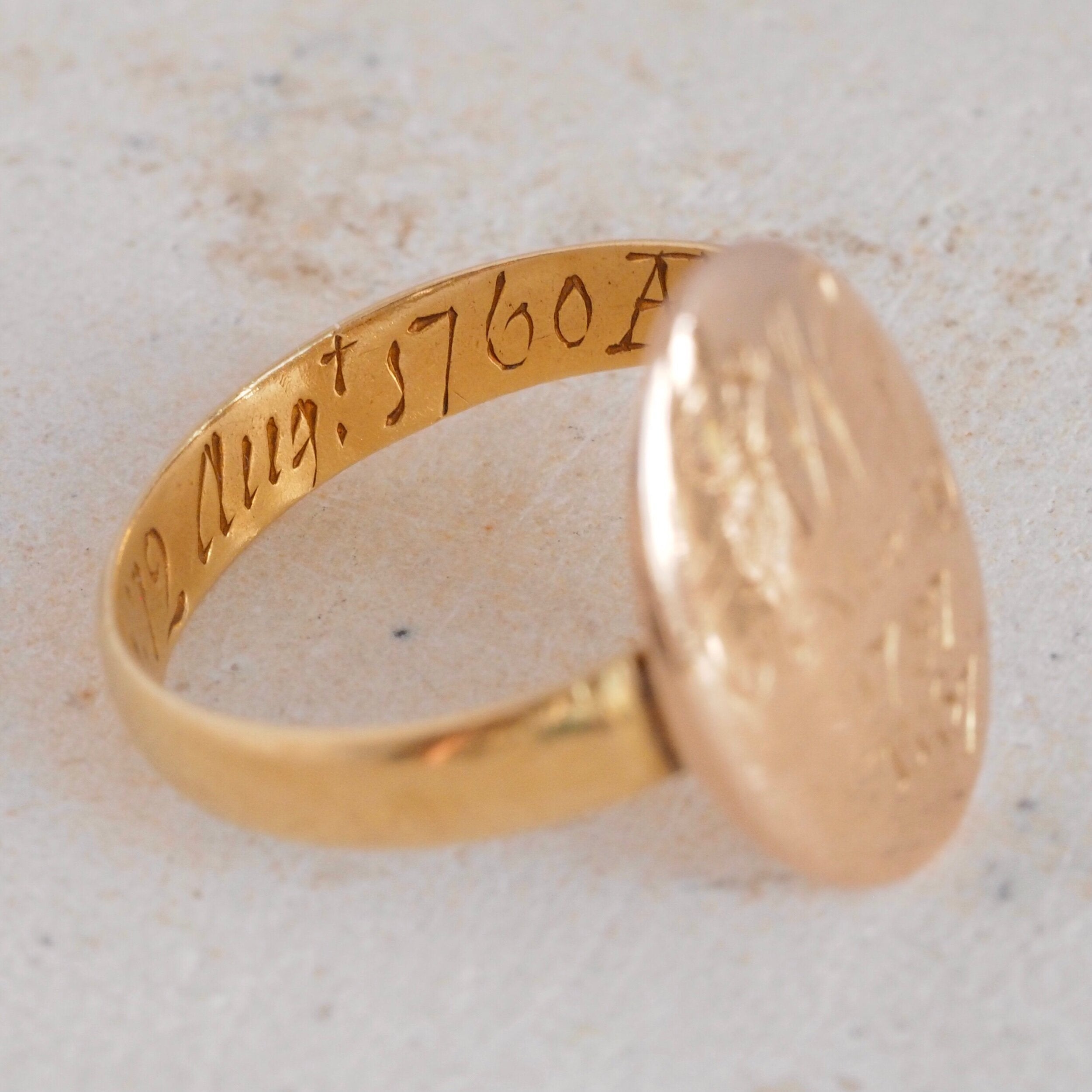 Antique Pre-Revolution American 22k Gold & 18k Gold Signet Ring