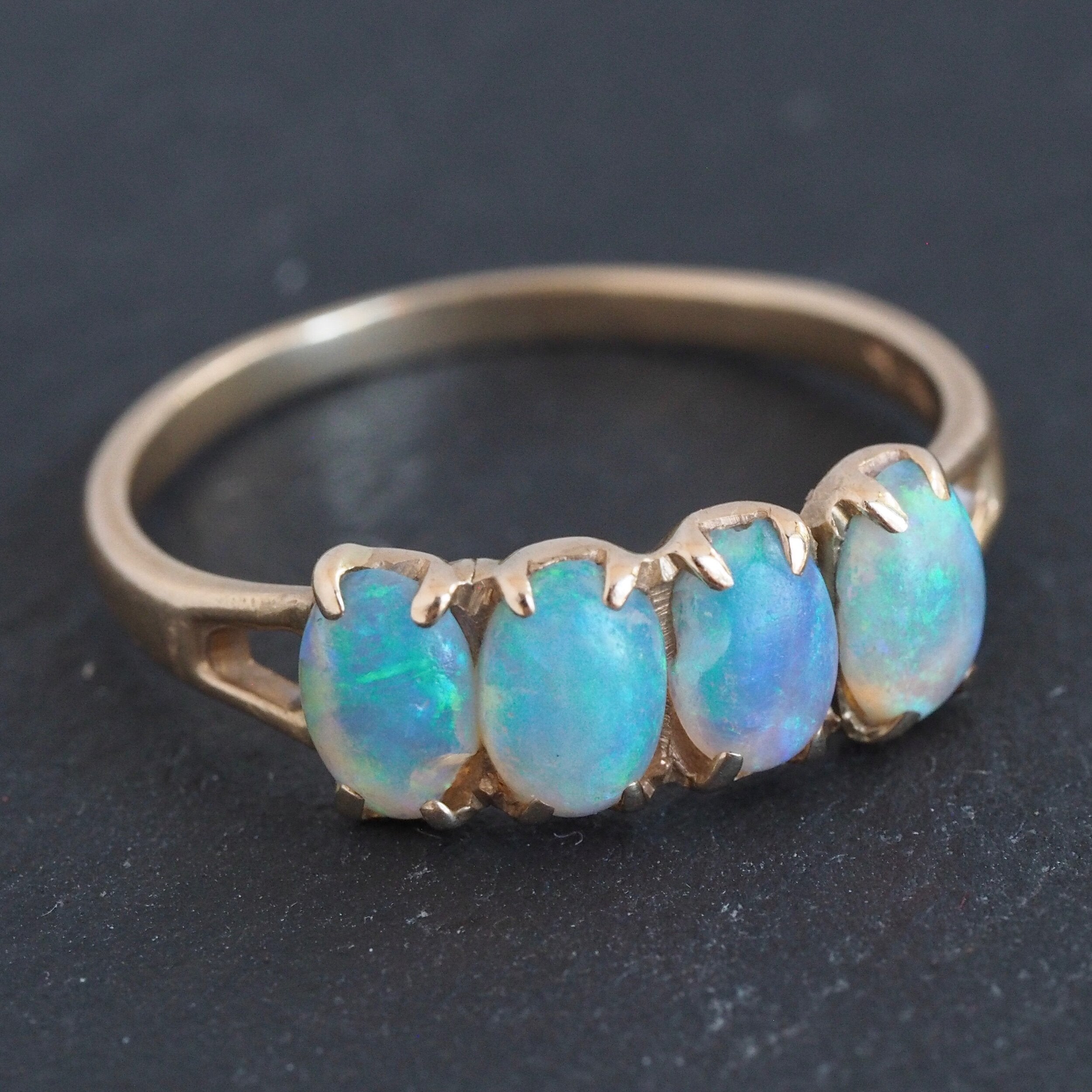 Antique Victorian 14k Gold Four Stone Opal Ring