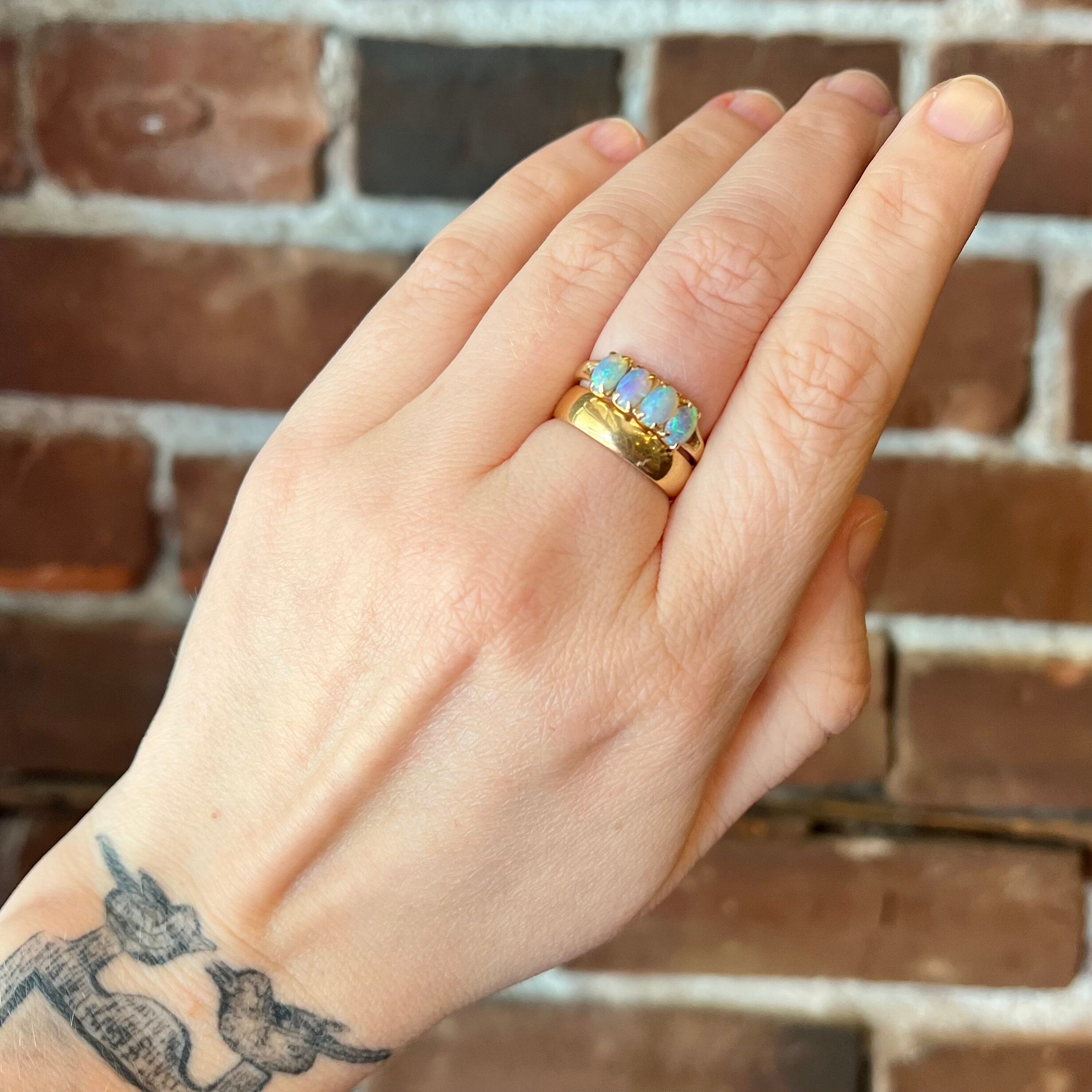 Antique Victorian 14k Gold Four Stone Opal Ring