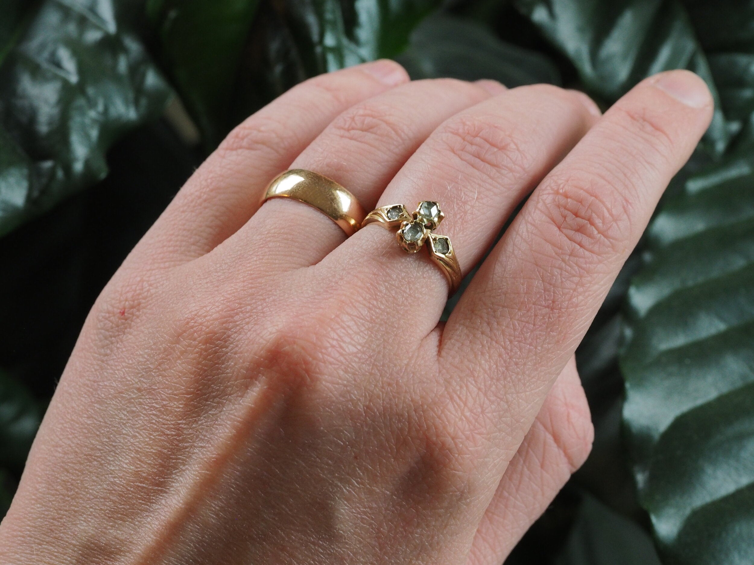 Antique Victorian 14k Gold Rose Cut Diamond Engagement Ring