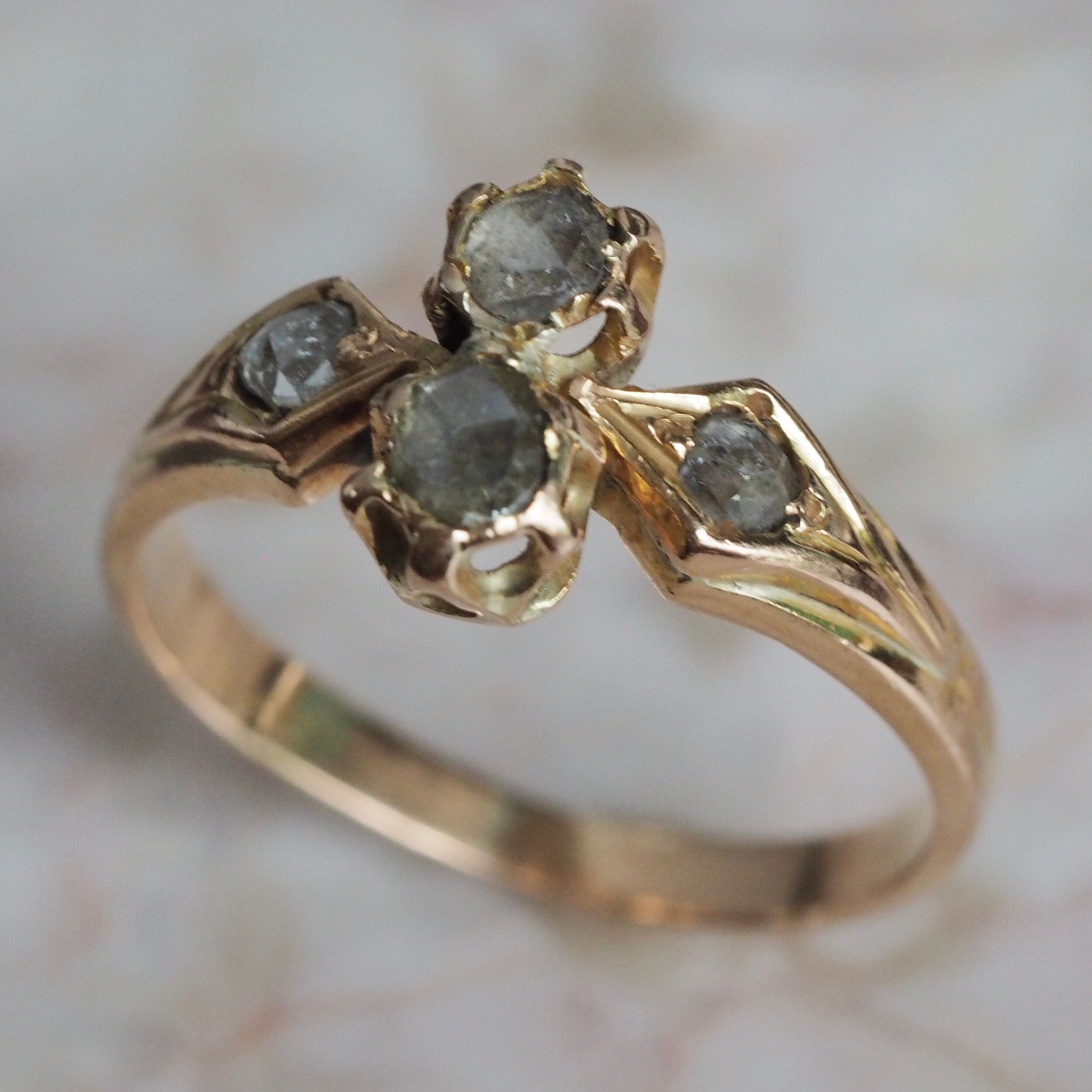 Antique Victorian 14k Gold Rose Cut Diamond Engagement Ring
