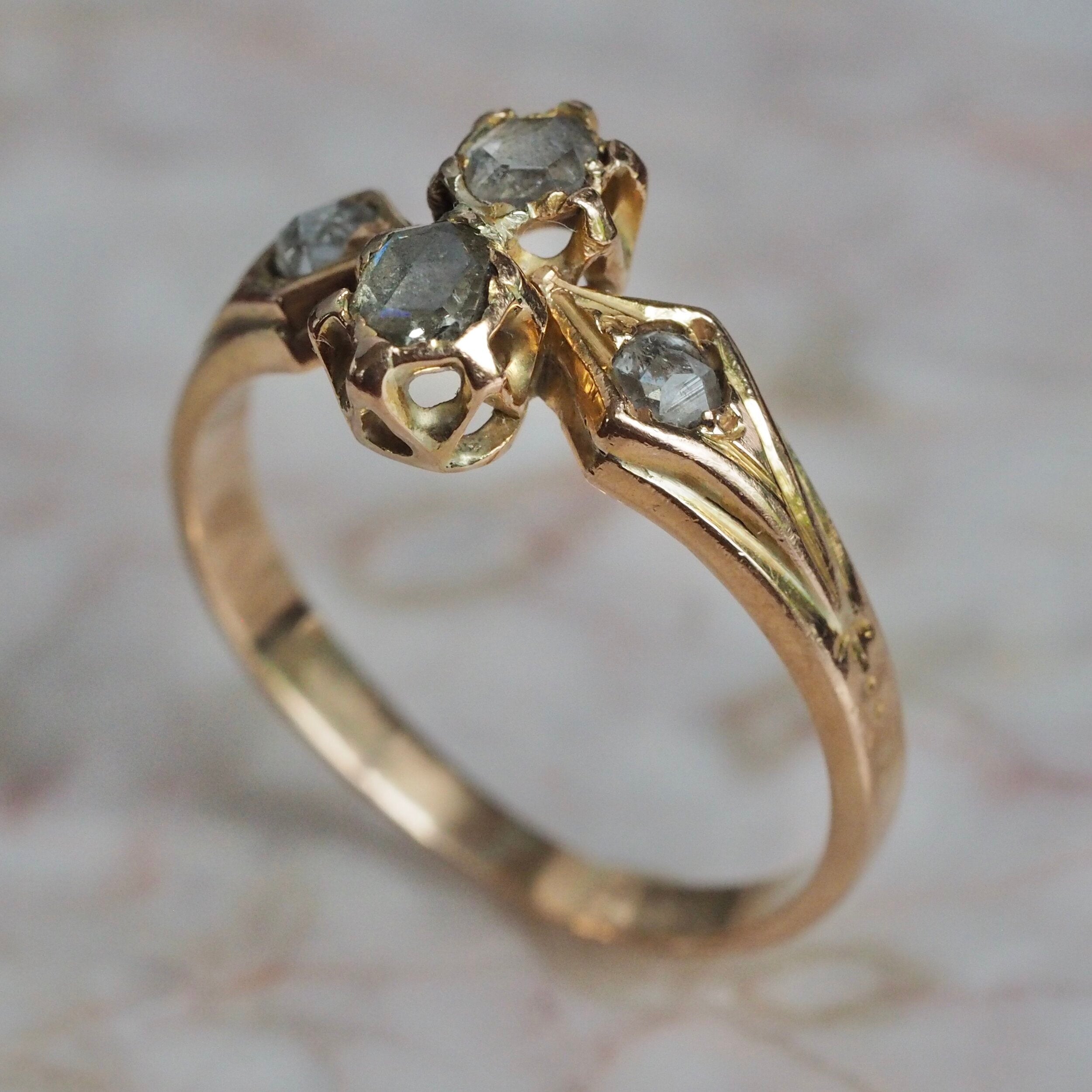 Antique Victorian 14k Gold Rose Cut Diamond Engagement Ring