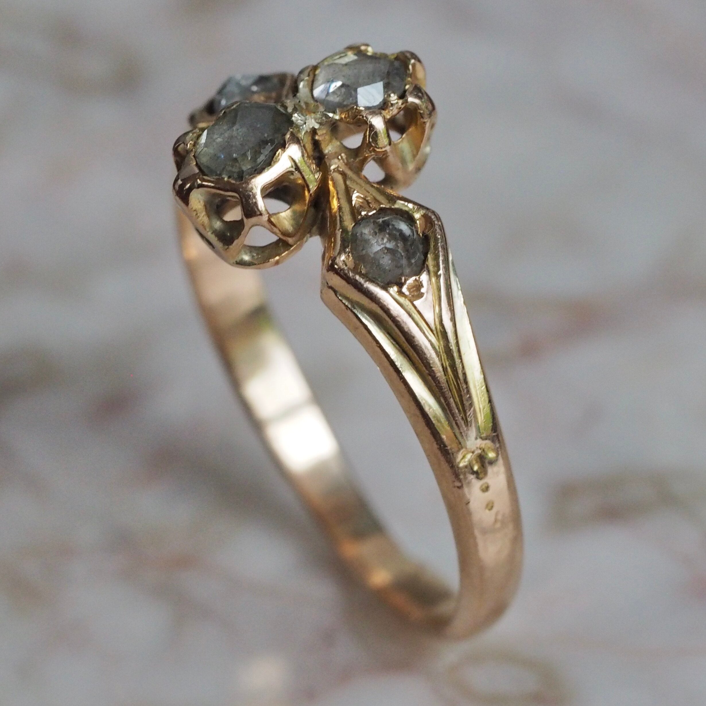 Antique Victorian 14k Gold Rose Cut Diamond Engagement Ring