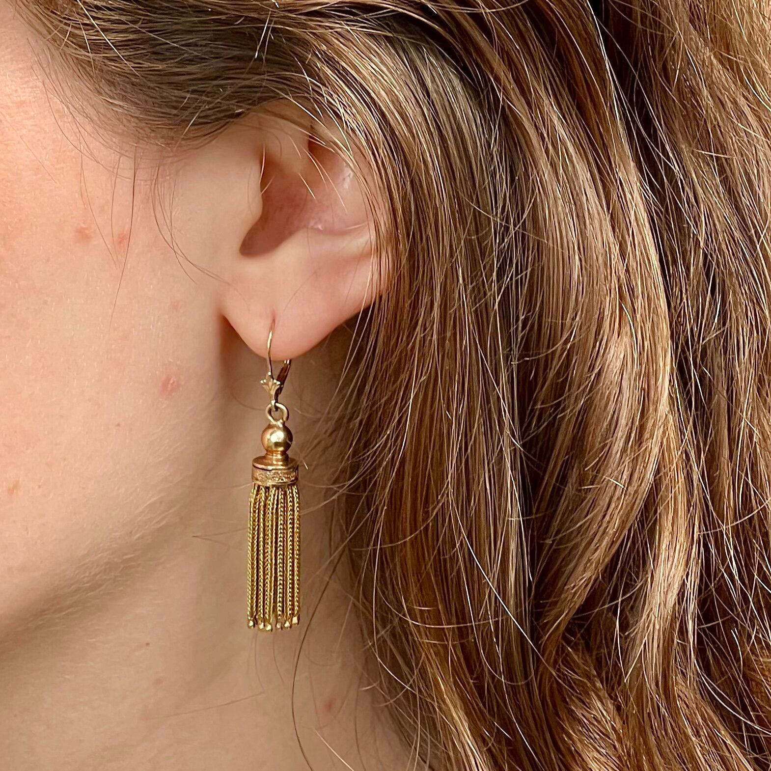 Antique Victorian 14k Gold Tassel Earrings