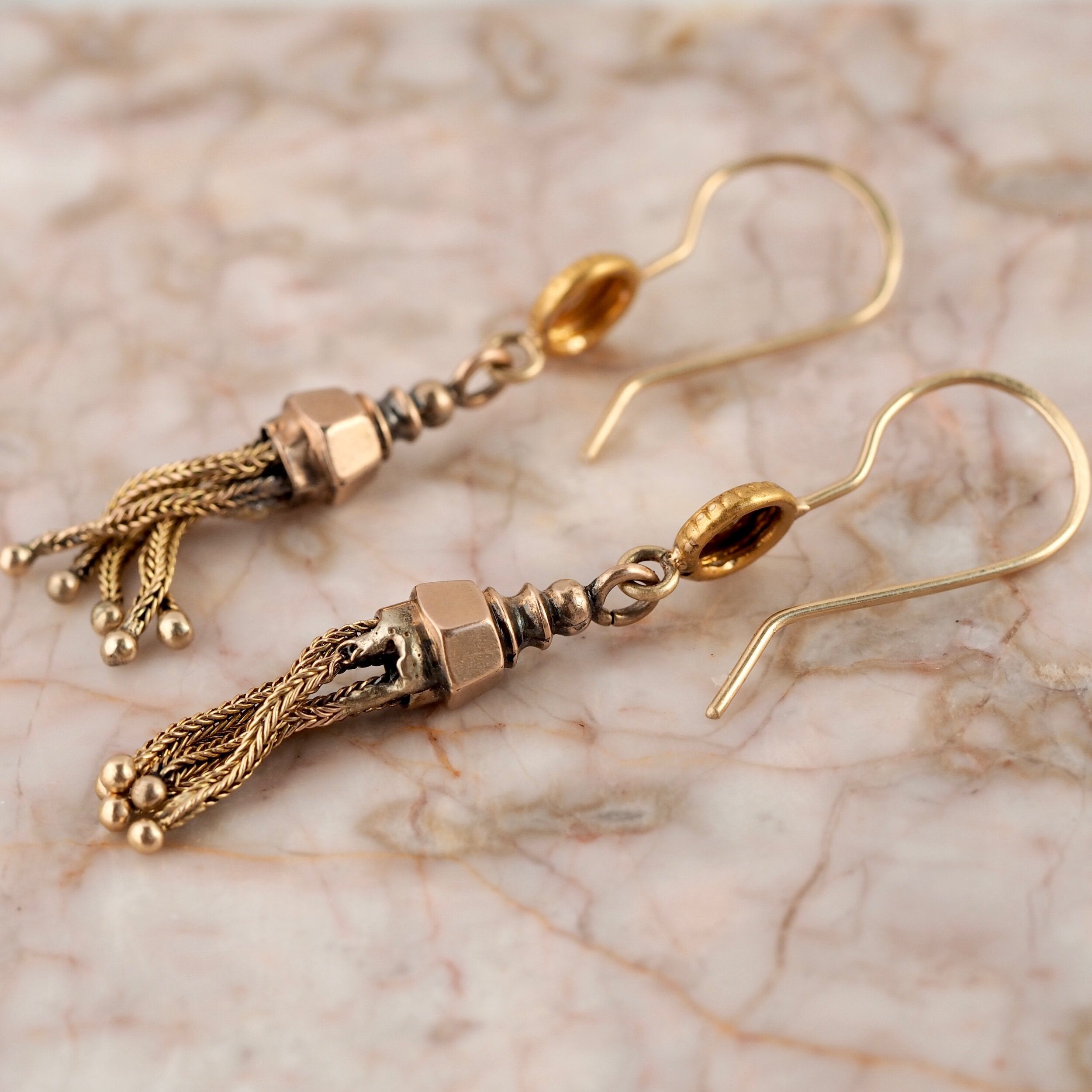 Antique Victorian 14k Gold Tassel Earrings