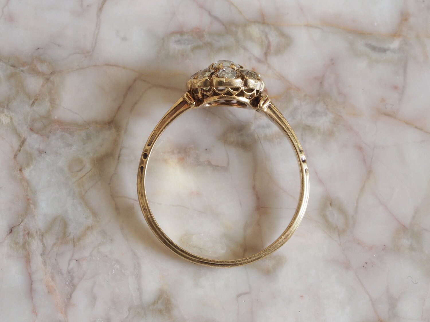 Antique Victorian French 18k Gold Old European Cut Diamond Ring