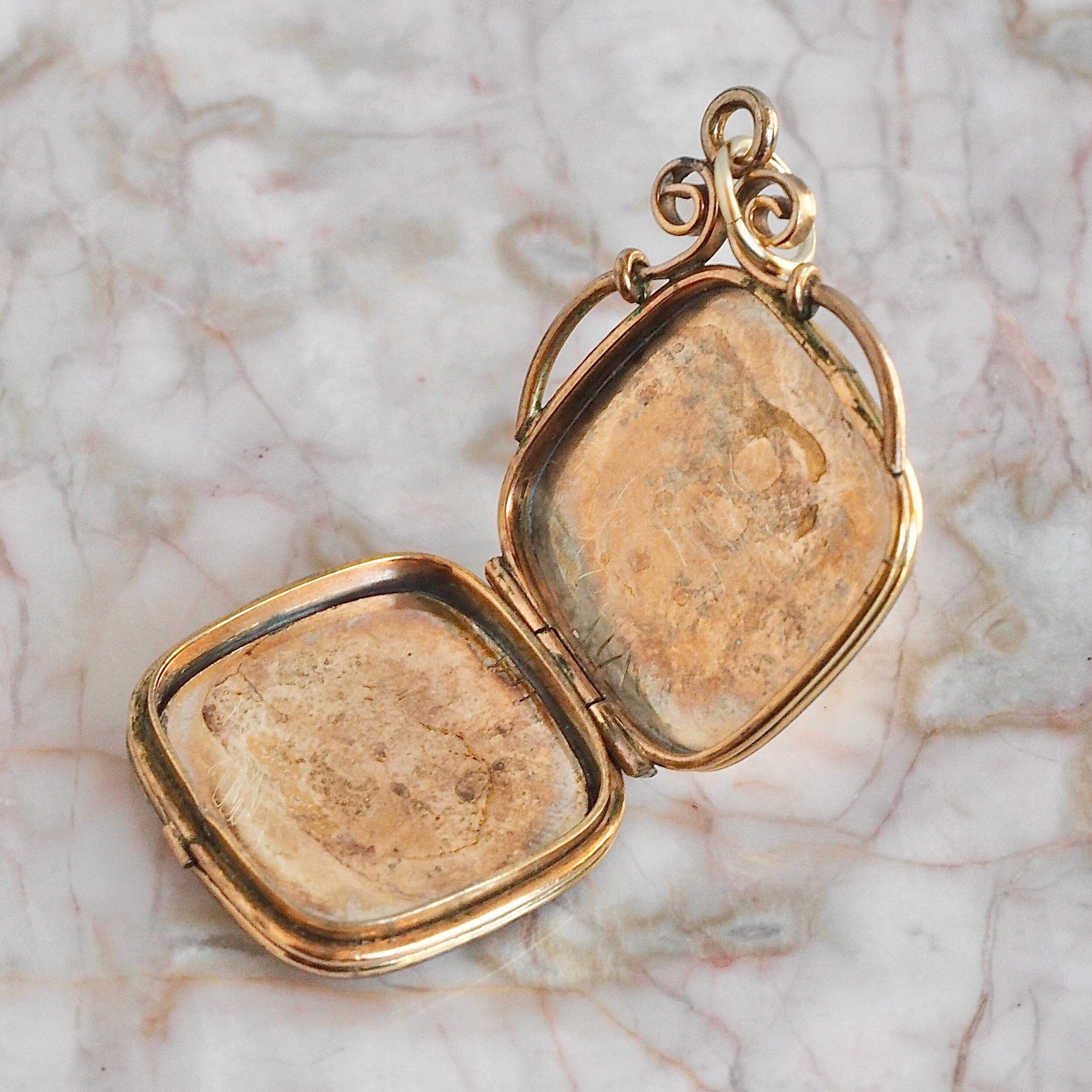 Antique Victorian Gold Back & Front Seed Pearl and Natural Opal Locket