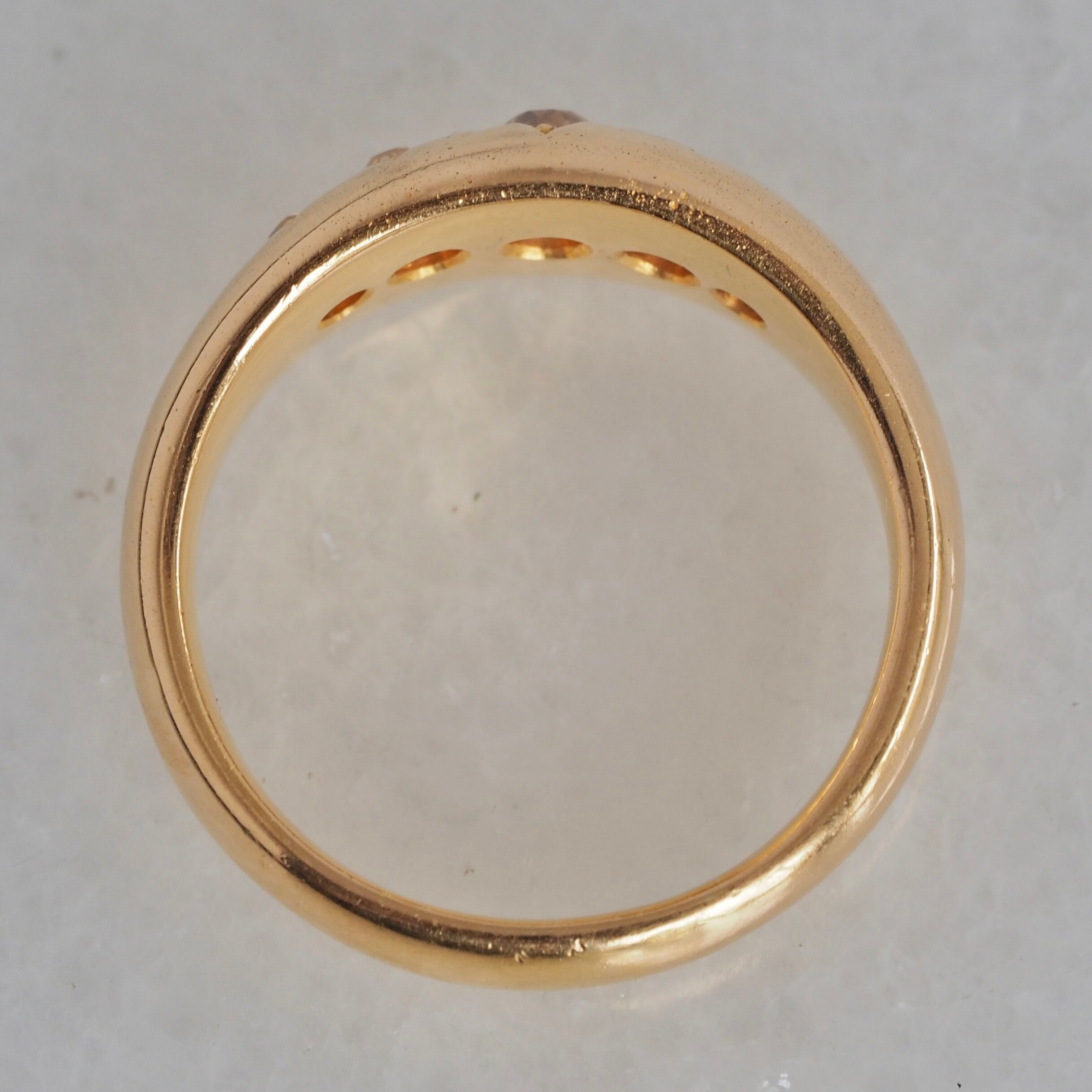 Antique Victorian c. 1853 22k Gold 5 Stone Old Mine Cut Diamond Ring