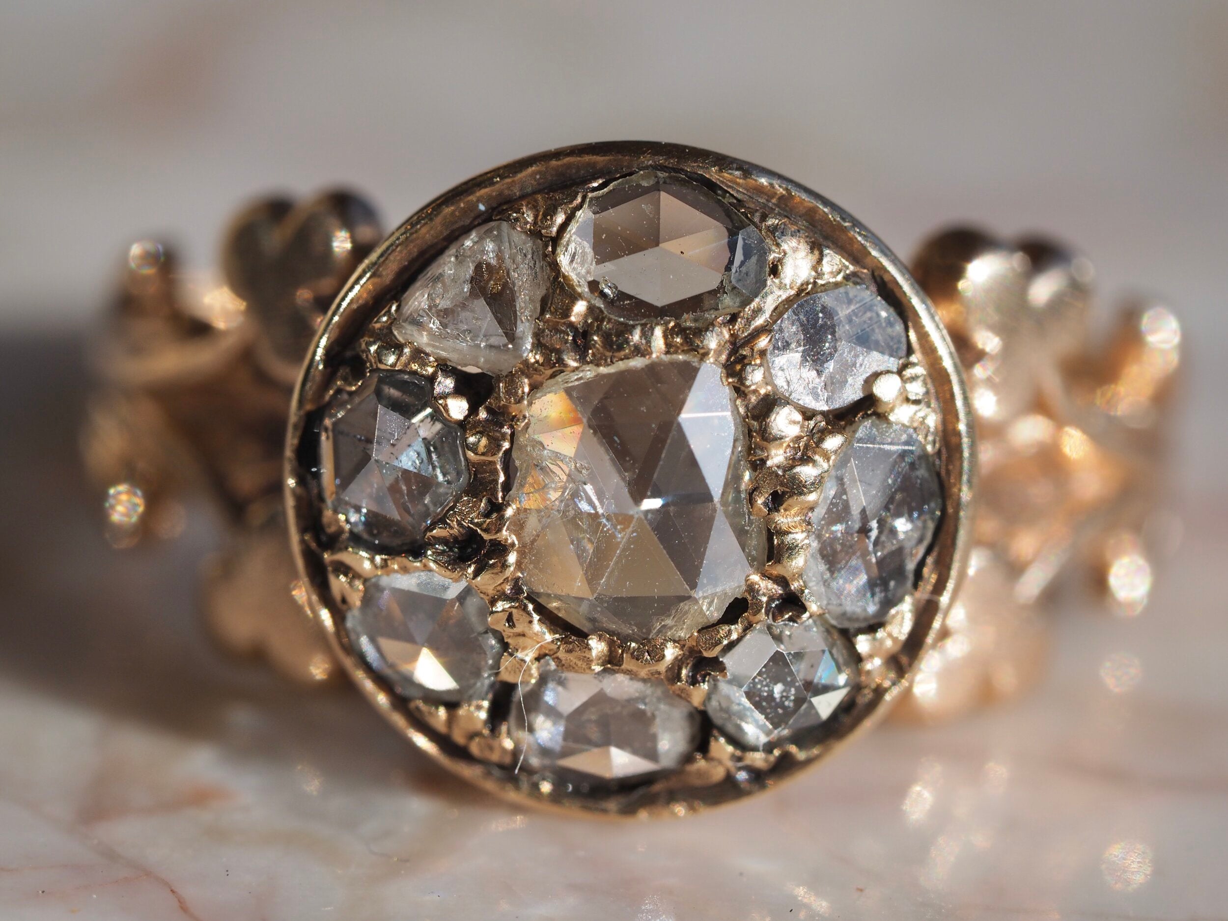 Antique c. 1880s 14k Gold Rose Cut Diamond Ring