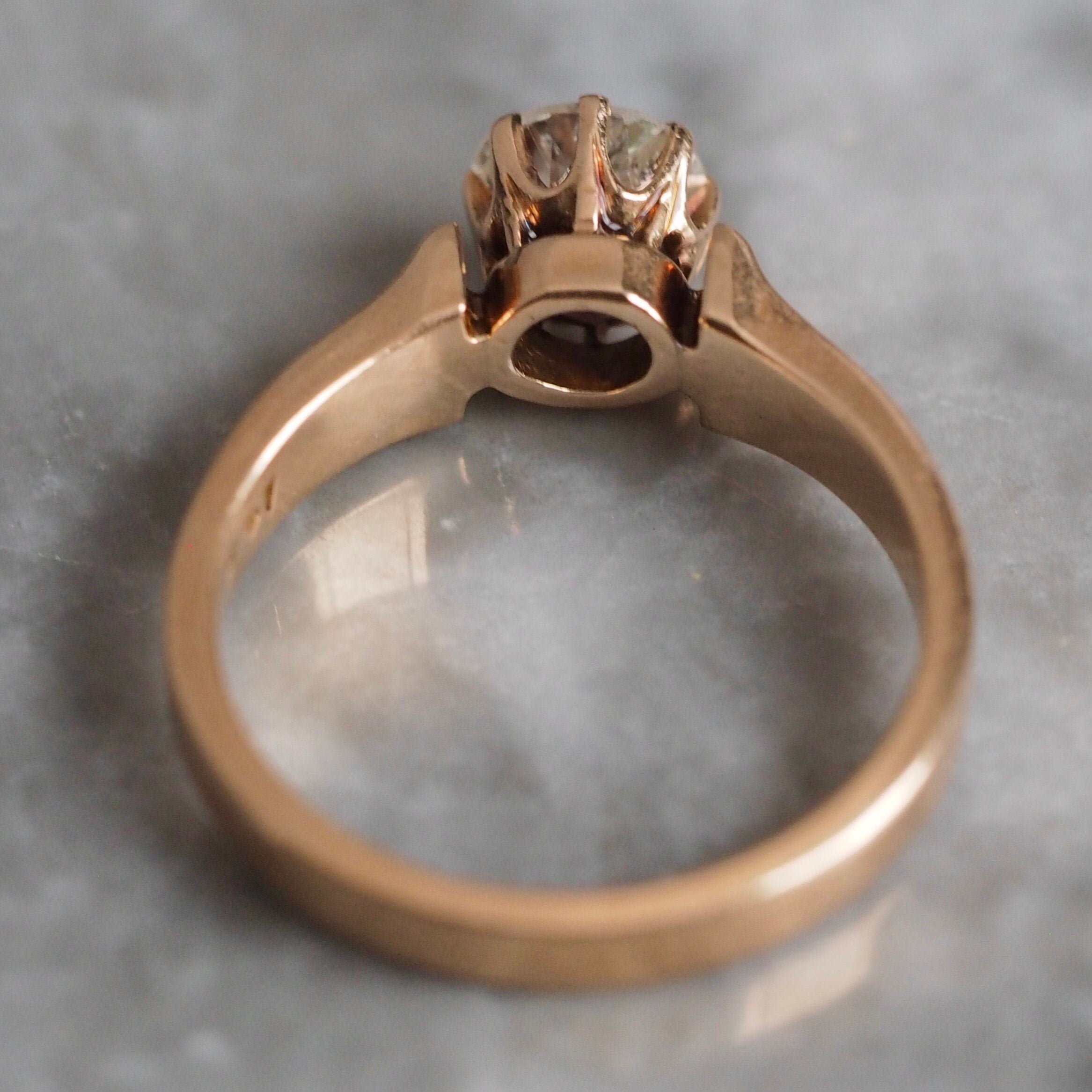 Antique c. 1886 14k Gold Old Mine Cut Diamond Ring