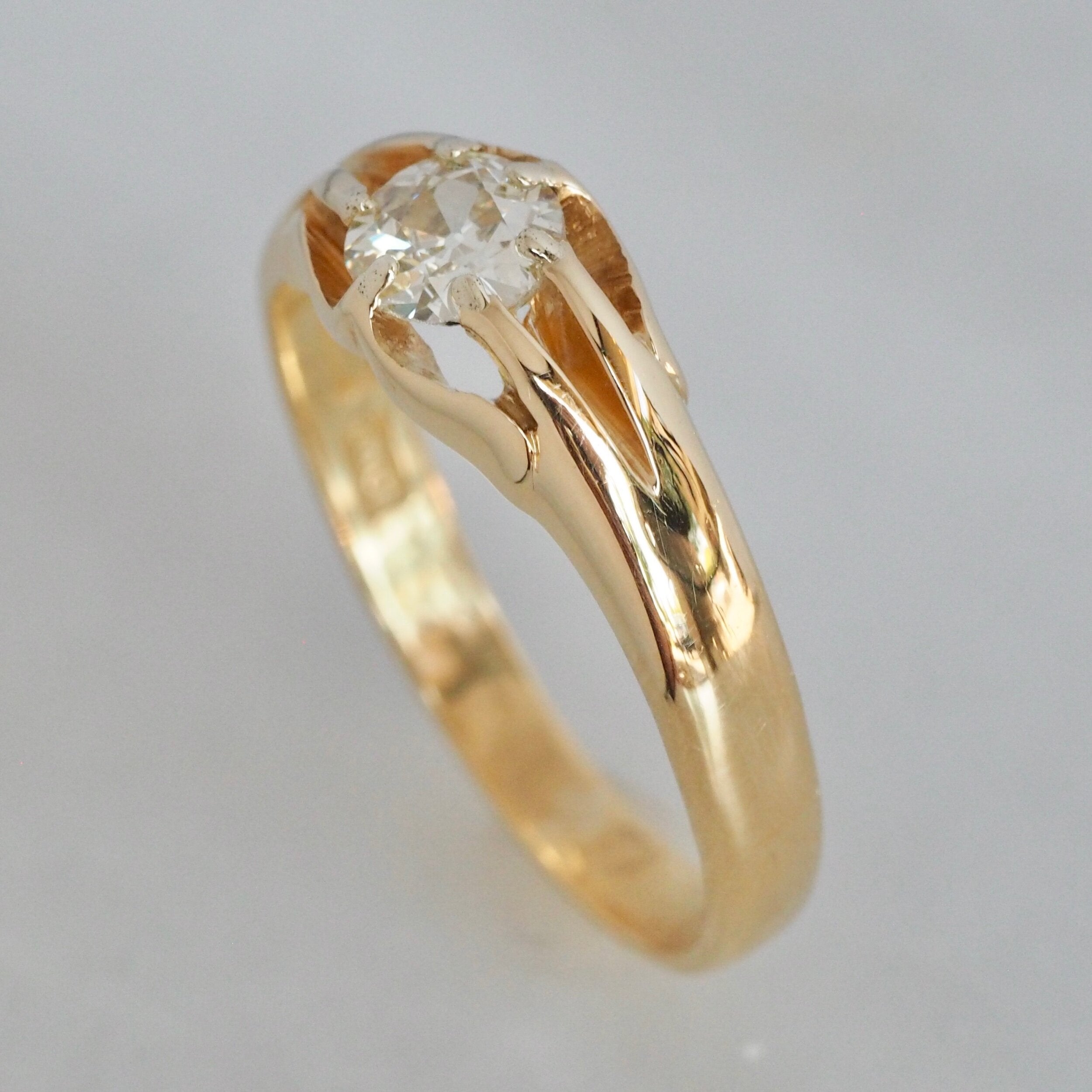 Art Nouveau 18k Gold Old European Cut Diamond Ring