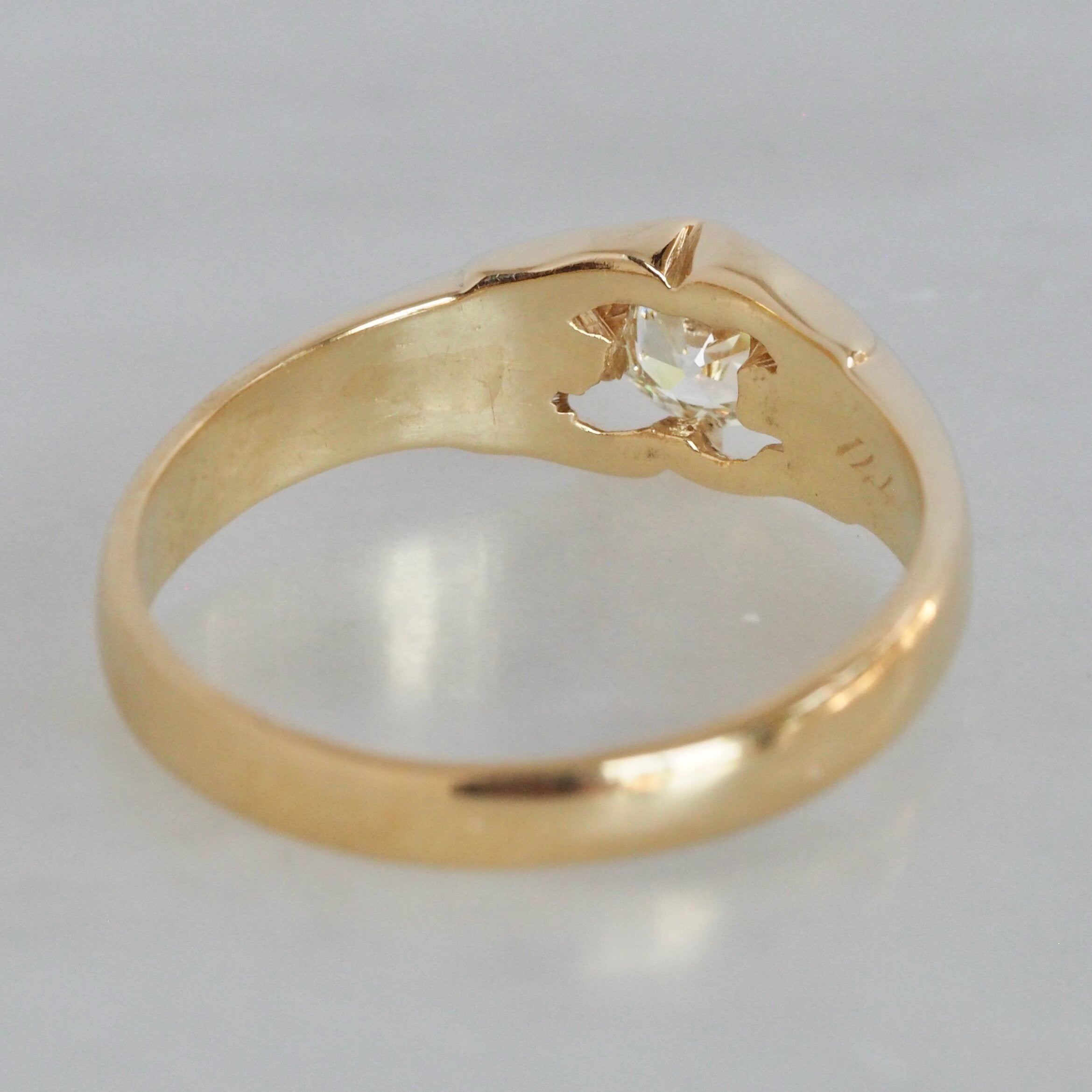 Art Nouveau 18k Gold Old European Cut Diamond Ring