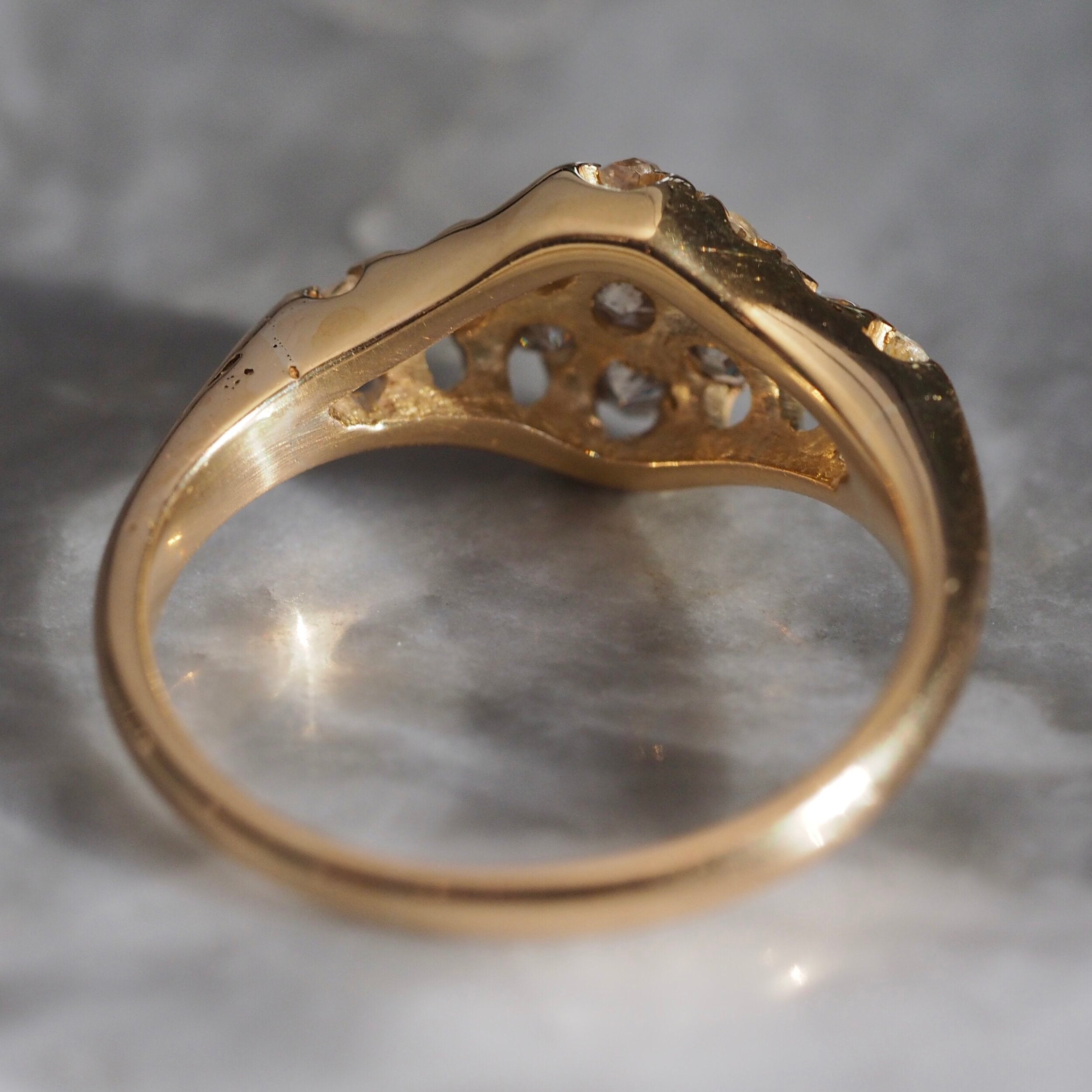 Art Nouveau 18k Gold Old Mine Cut Diamond Cluster Ring